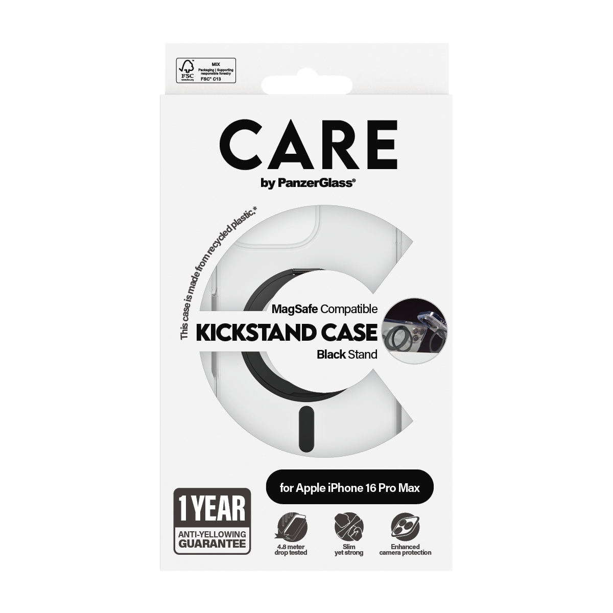 CARE by PanzerGlass Handyhülle »Kickstand Case für Apple iPhone 16 Pro Max«, Backcover, Schutzhülle, Handyschutzhülle, Case, Schutzcase, stoßfest