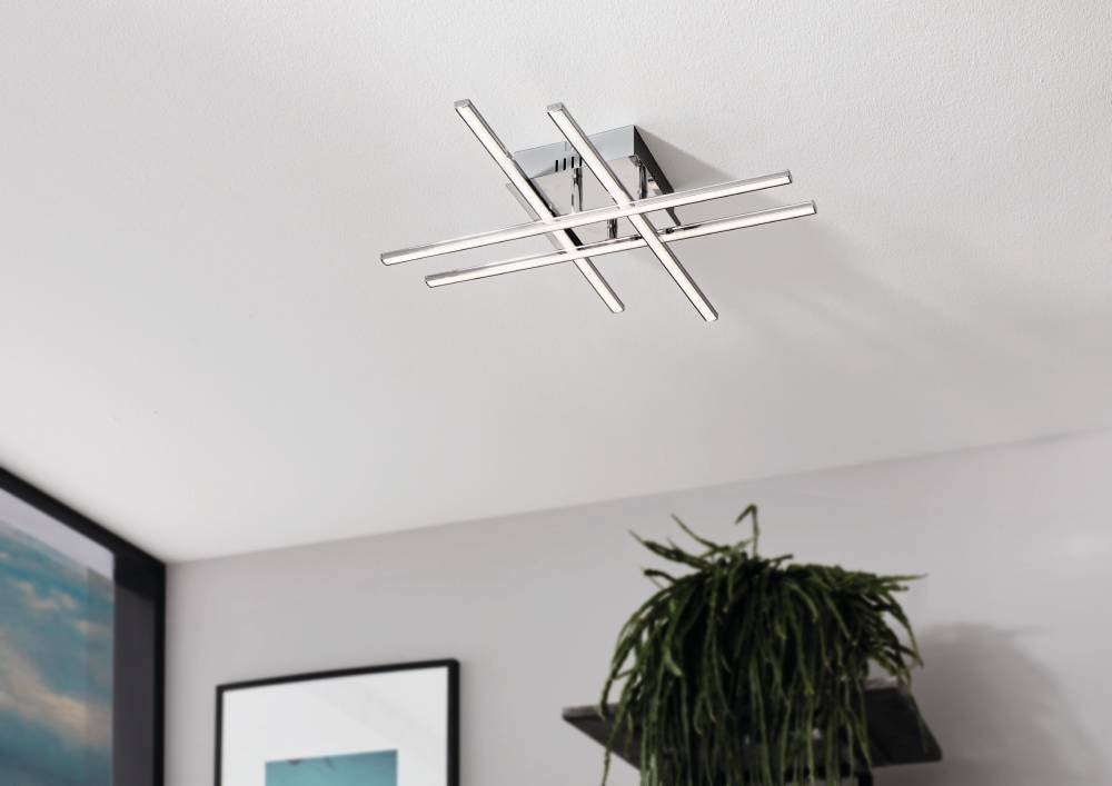 EGLO Deckenleuchte »LASANA 1 Deckenlampe, chrom, weiß, schlanke Bauform, Wohnzimmerlampe«, 1 flammig, Leuchtmittel LED-Board | LED fest integriert, Esszimmer, Küche, Schlafzimmer, modern, minimalistisch, 50x50x9,5cm