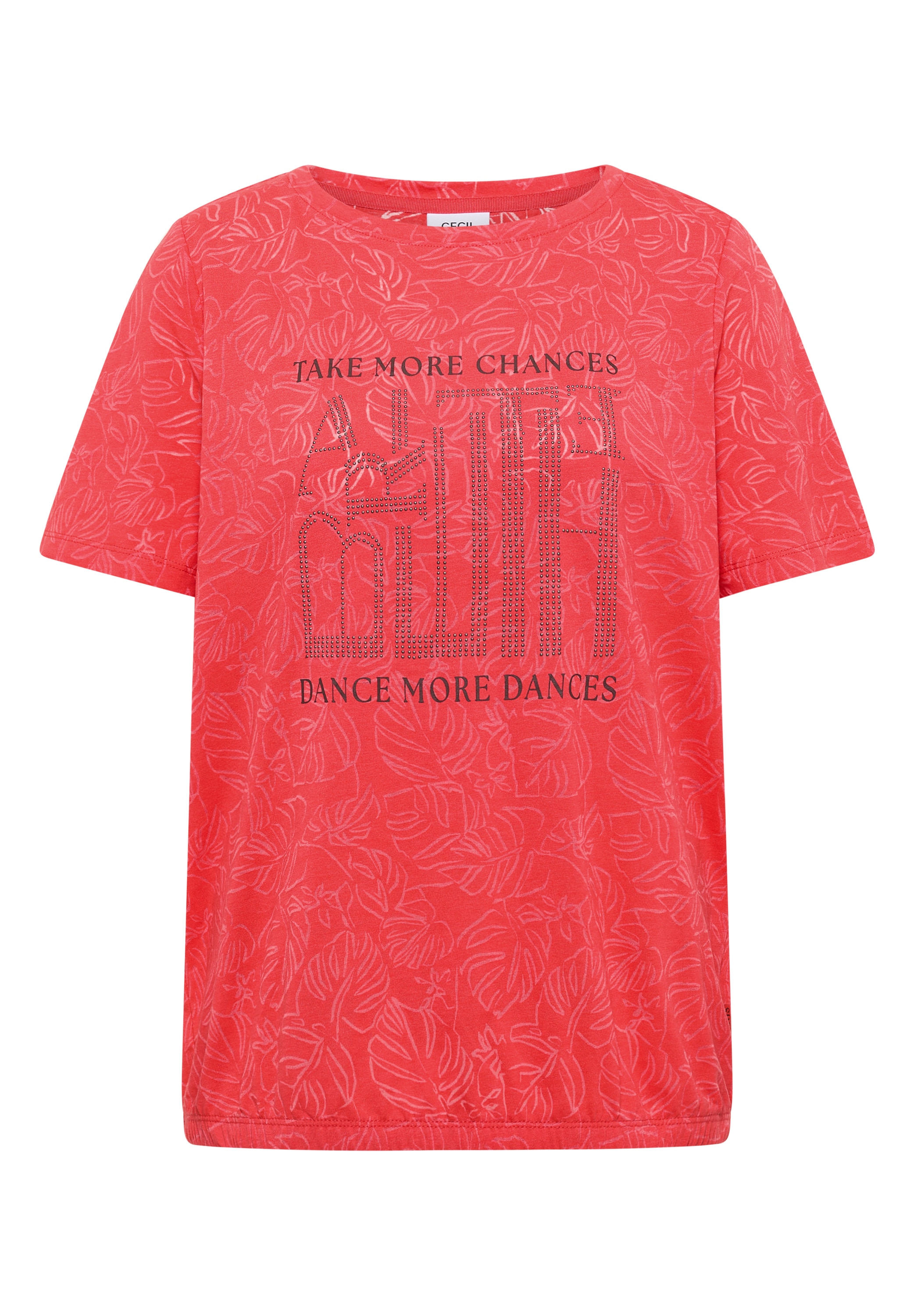 Cecil Print-Shirt Sommershirt, Elastikbund, Ausbrenner-Optik