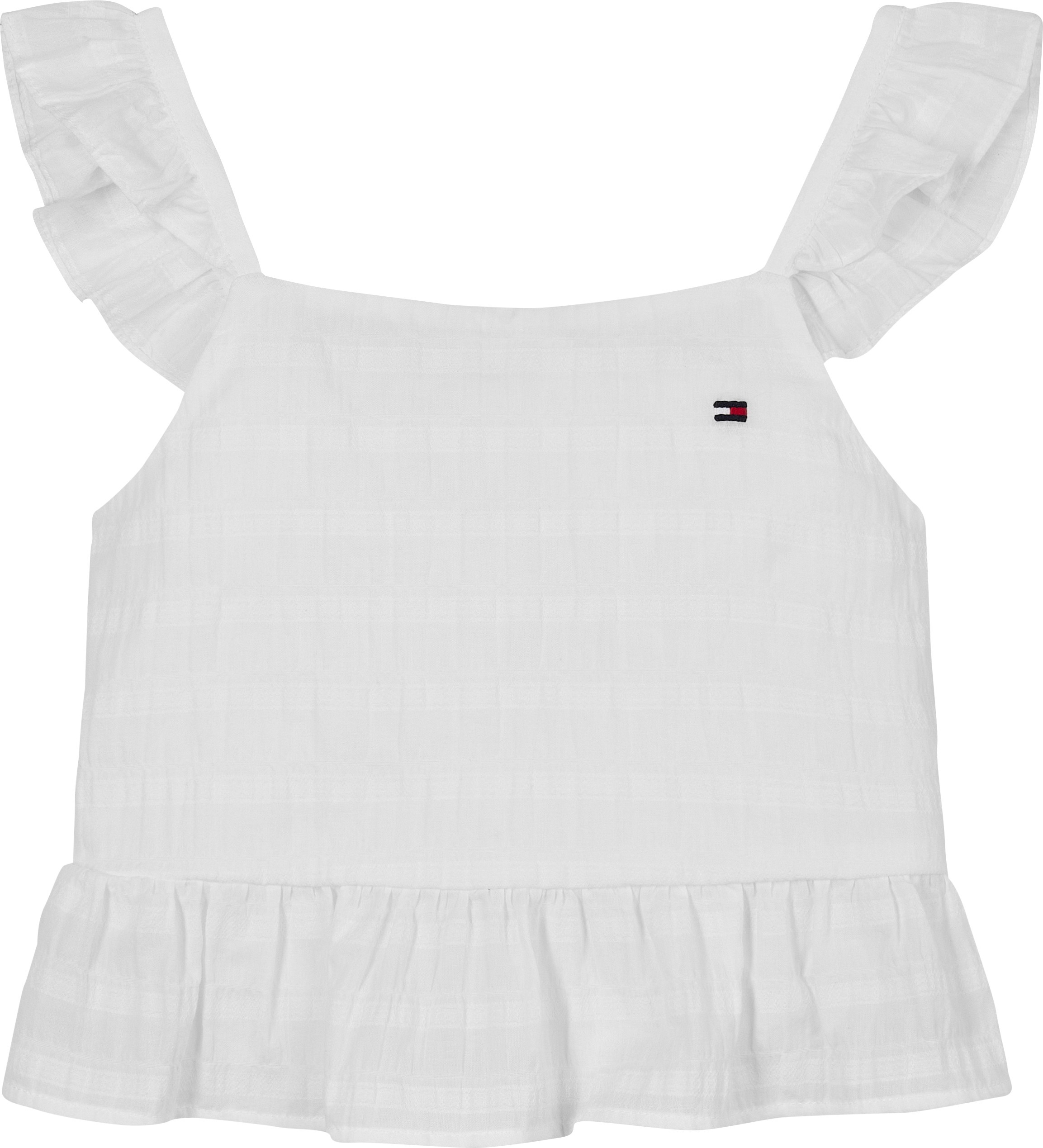 Tommy Hilfiger Trägertop »TEXTURED COTTON TOP SLVLS« mit Stickerei, mit Rüschen