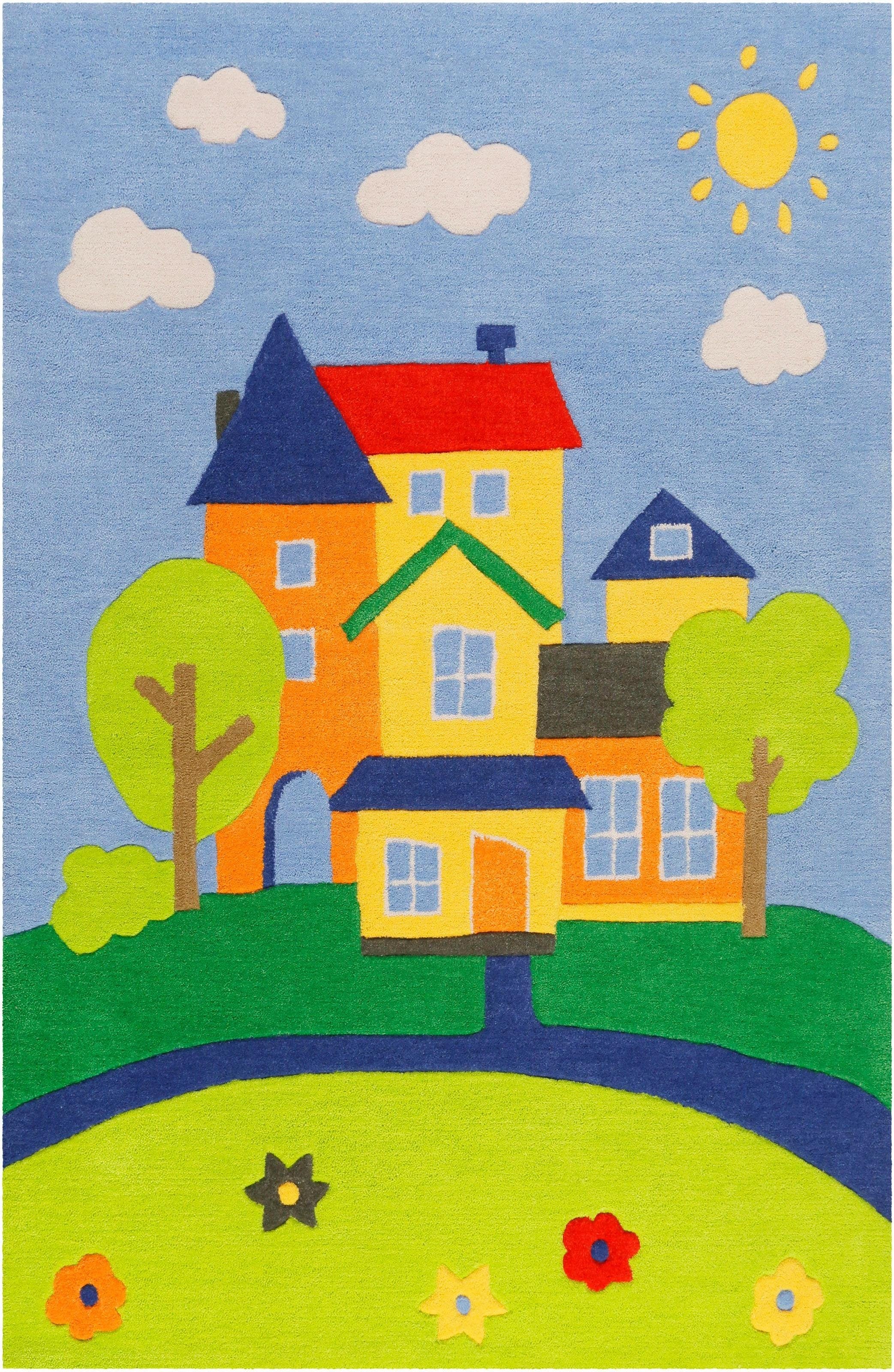 SMART KIDS Kinderteppich »Villa Villakulla« rechteckig 9 mm Höhe Spielteppich Stadt, Konturenschnitt