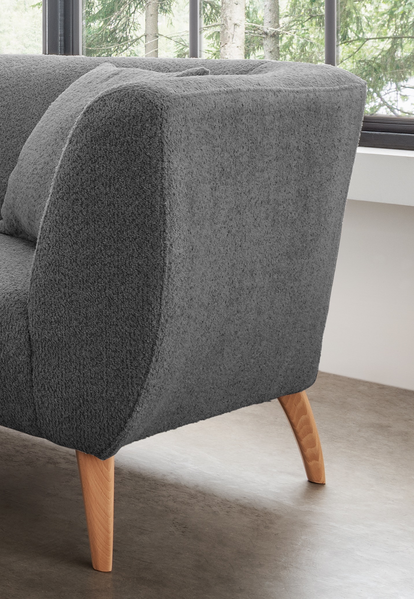 Home affaire Ecksofa »Lazio modern und bequem, schmale Armlehnen, tolle Detailverarbeitung« zwei verschiedene Fußfarben wählbar