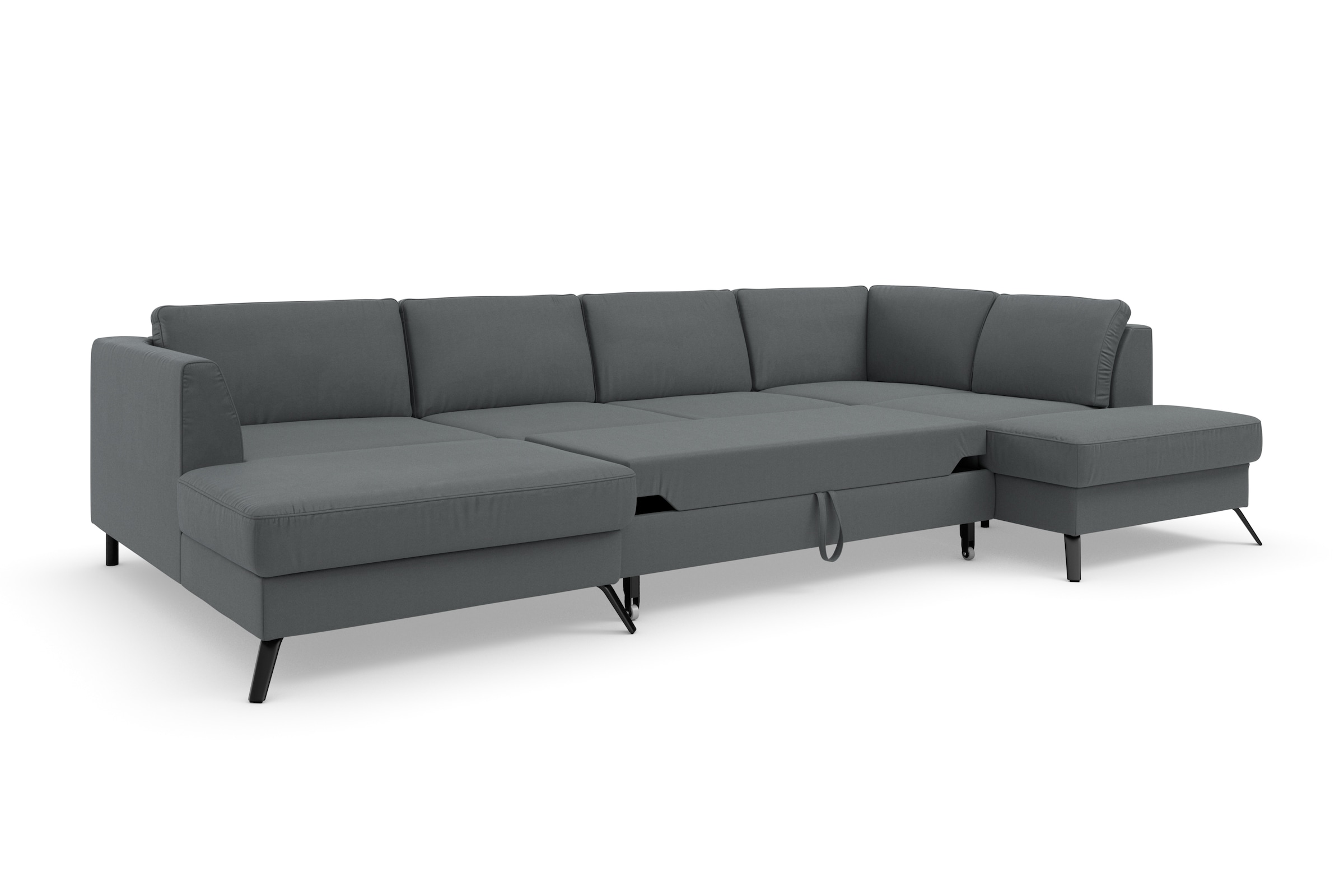 sit&more Wohnlandschaft »Olsen U-Form«, inklusive Sitztiefenverstellung, wahlweise mit Bettfunktion, 15cm hoch