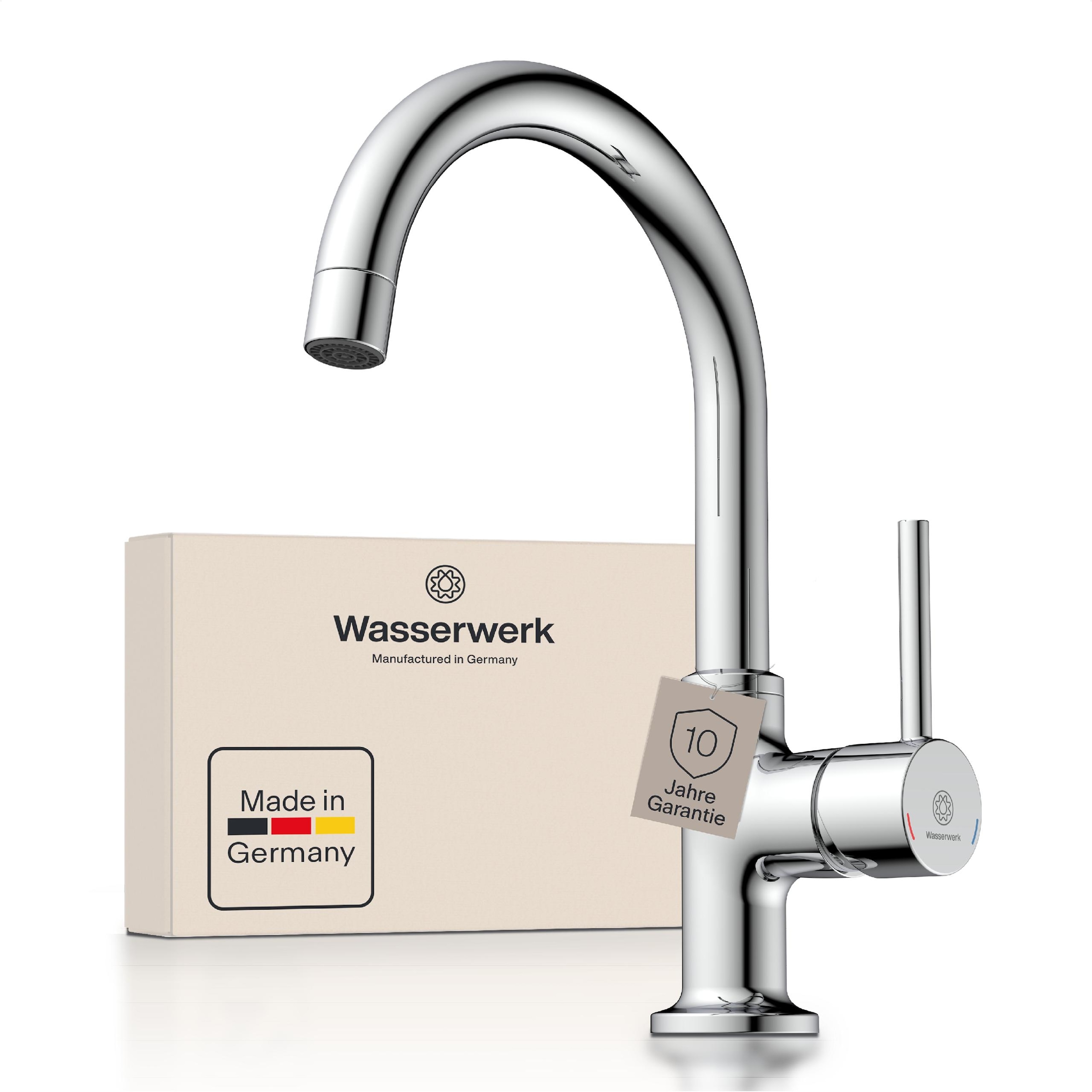 WASSERWERK Waschtischarmatur "WT 14" inkl. Popup, 360 schwenkbar, geräuscharm, wassersparend