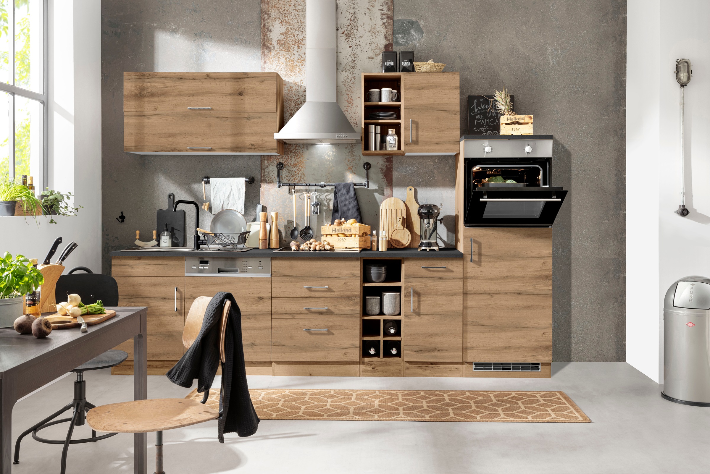 KOCHSTATION Küchenzeile »KS-Colmar« mit E-Geräten, Breite 300 cm