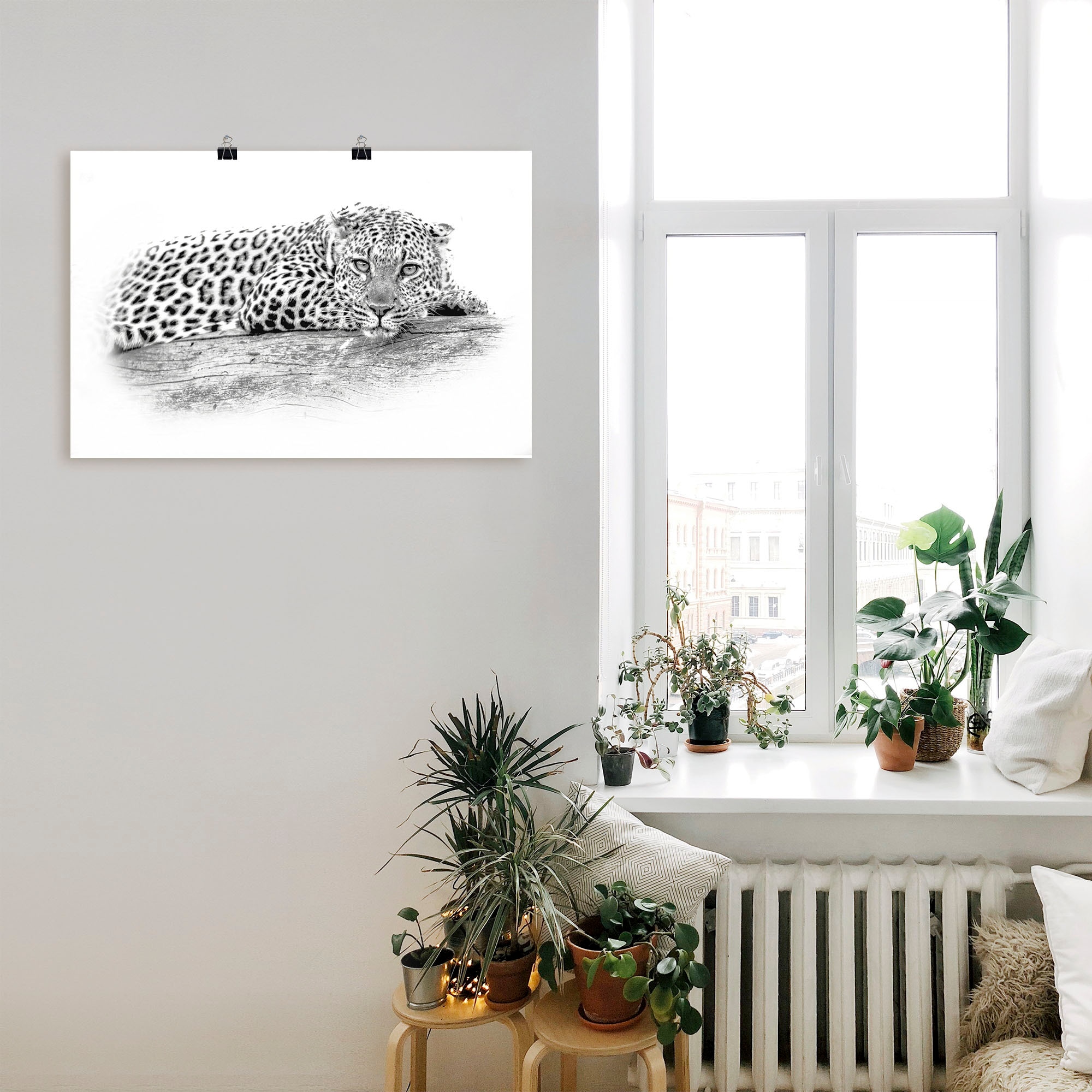 Artland Wandbild Wandaufkleber (1 als High kaufen St.), »Leopard Größen Optik«, versch. Leinwandbild, Raten oder Key Poster in auf Wildtiere, Alubild