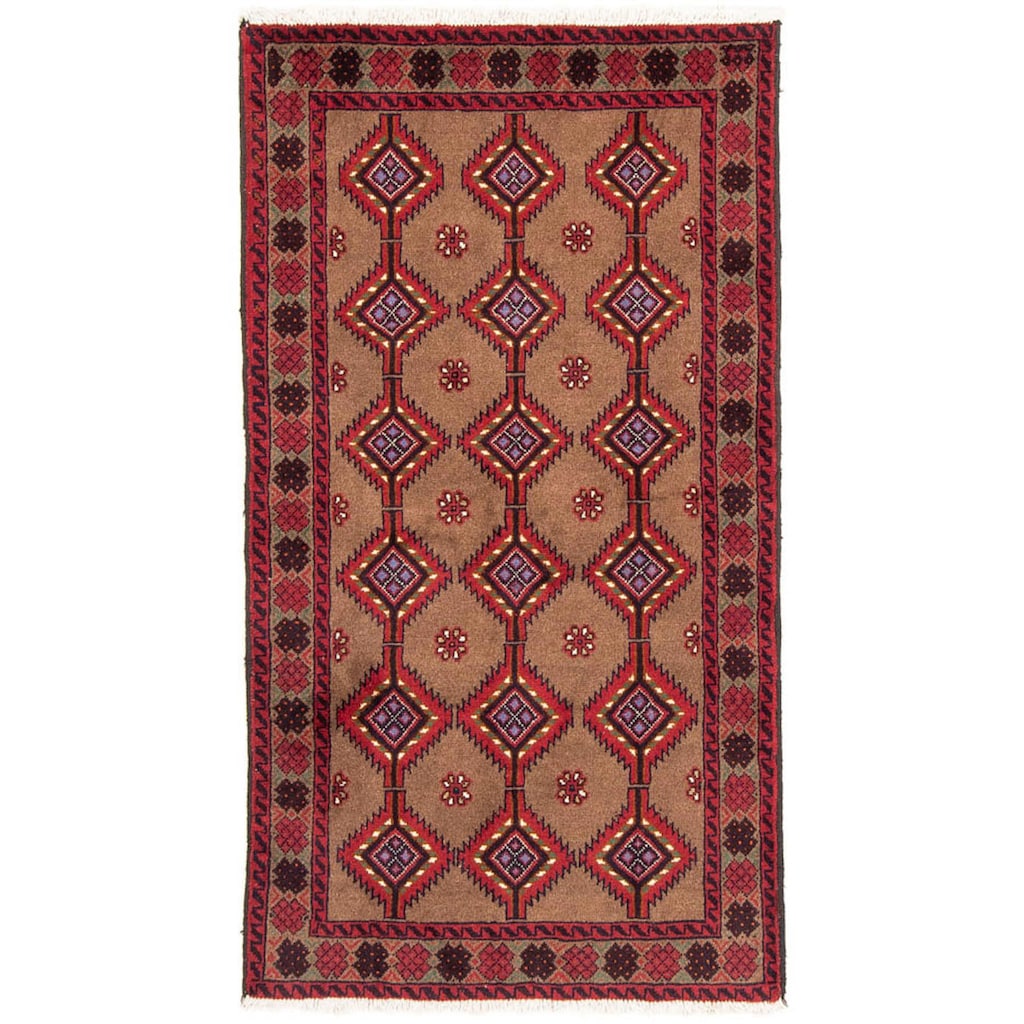 morgenland Hochflor-Läufer »Belutsch Durchgemustert Rosso 179 x 101 cm«, rechteckig