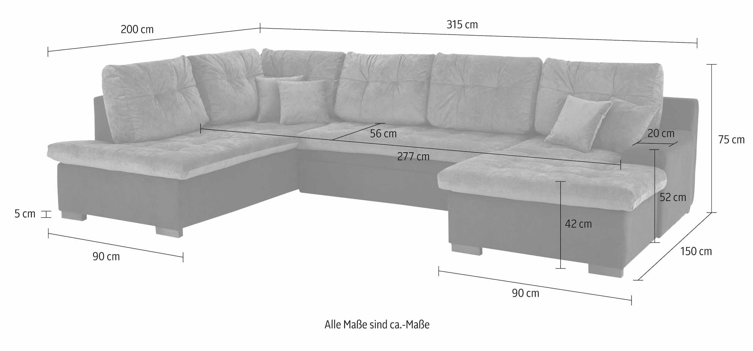 Home affaire Wohnlandschaft »Föhr U-Form«, wahlweise mit Bettfunktion