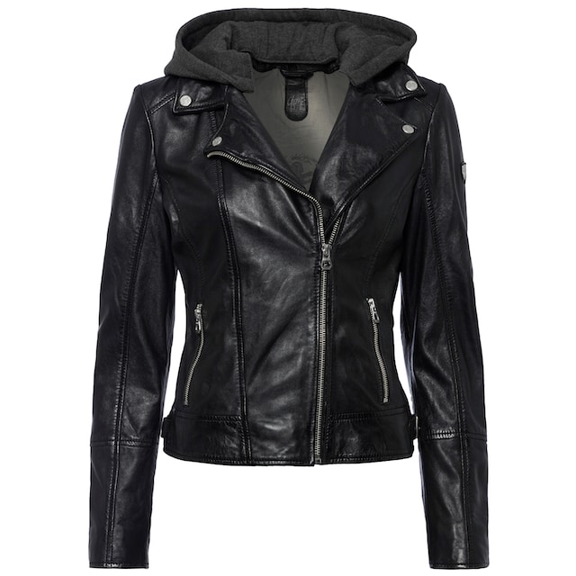 Gipsy Lederjacke »ELA«, mit Kapuze, coole 2-in-1-Bikerjacke mit abnehmbarer  Jersey-Kapuze bei ♕