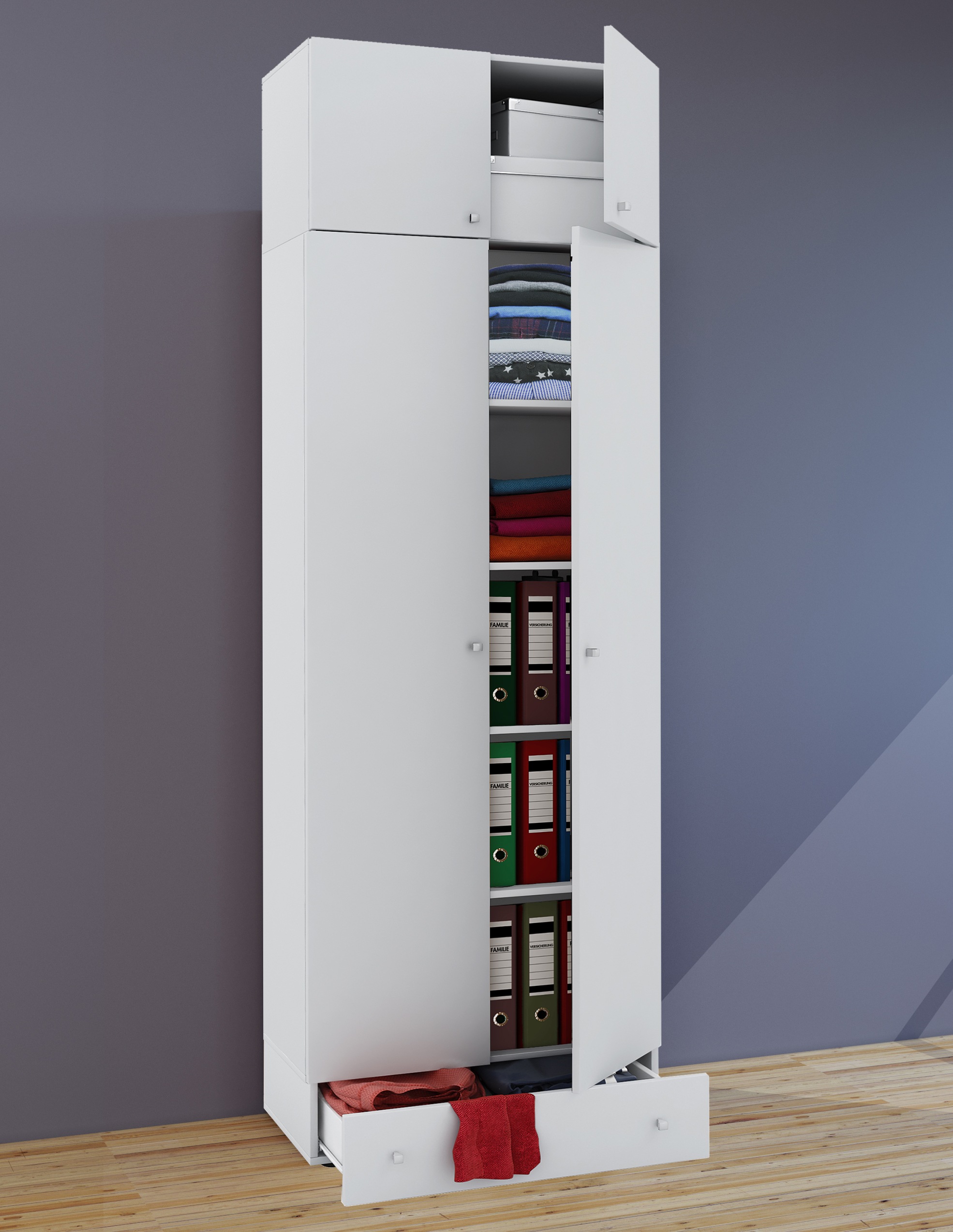 VCM Kleiderschrank »VCM Holz Kleiderschrank | Schrank mit 5 Fächer und Drehtüren | erweiterbar | Maße ca. B. 70 x H. 238 x T. 40 cm - Vandol«, (1 St.)