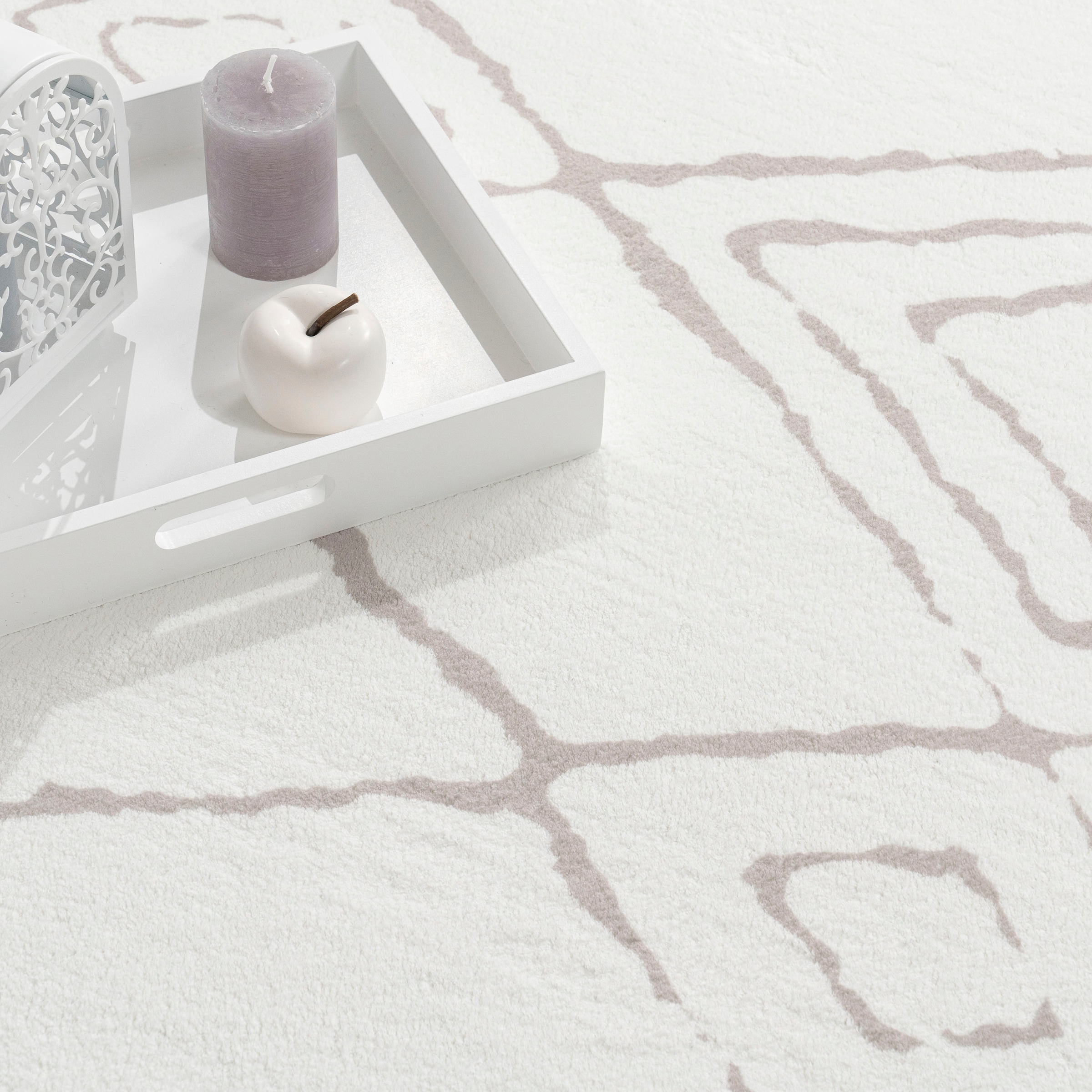 Paco Home Teppich »Luton 661«, rund, 12 mm Höhe, Kurzflor, modernes Rauten Muster, Scandi Design, Wohnzimmer, Esszimmer