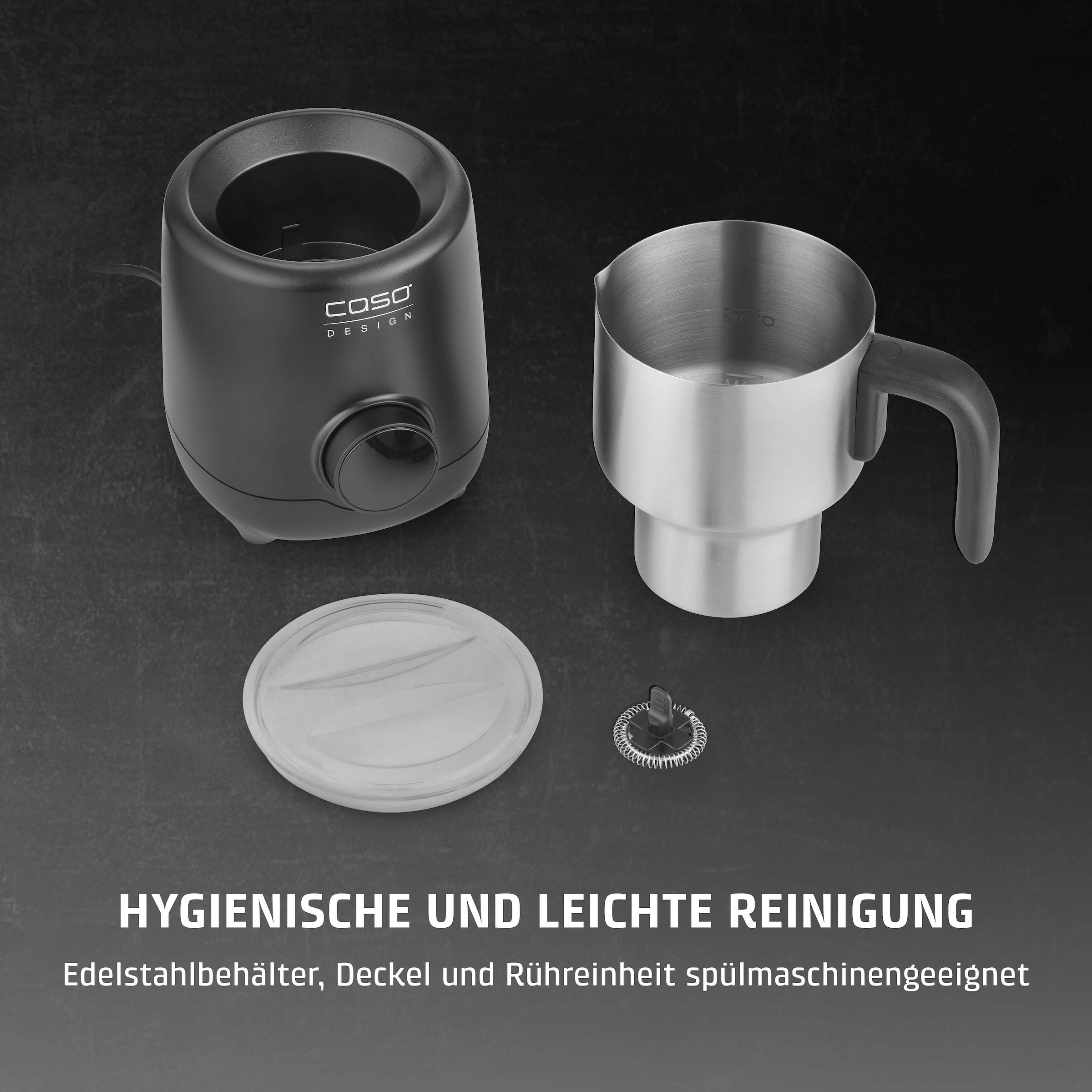 Caso Milchaufschäumer »1667 PremiumLatte XL« 550 W Induktionstechnologie: Kein Anbrennen,präzise und gleichmäßige Erwärmung Milchschaumbehälter, Deckel und Rühreinsatz spülmaschinengeeignet
