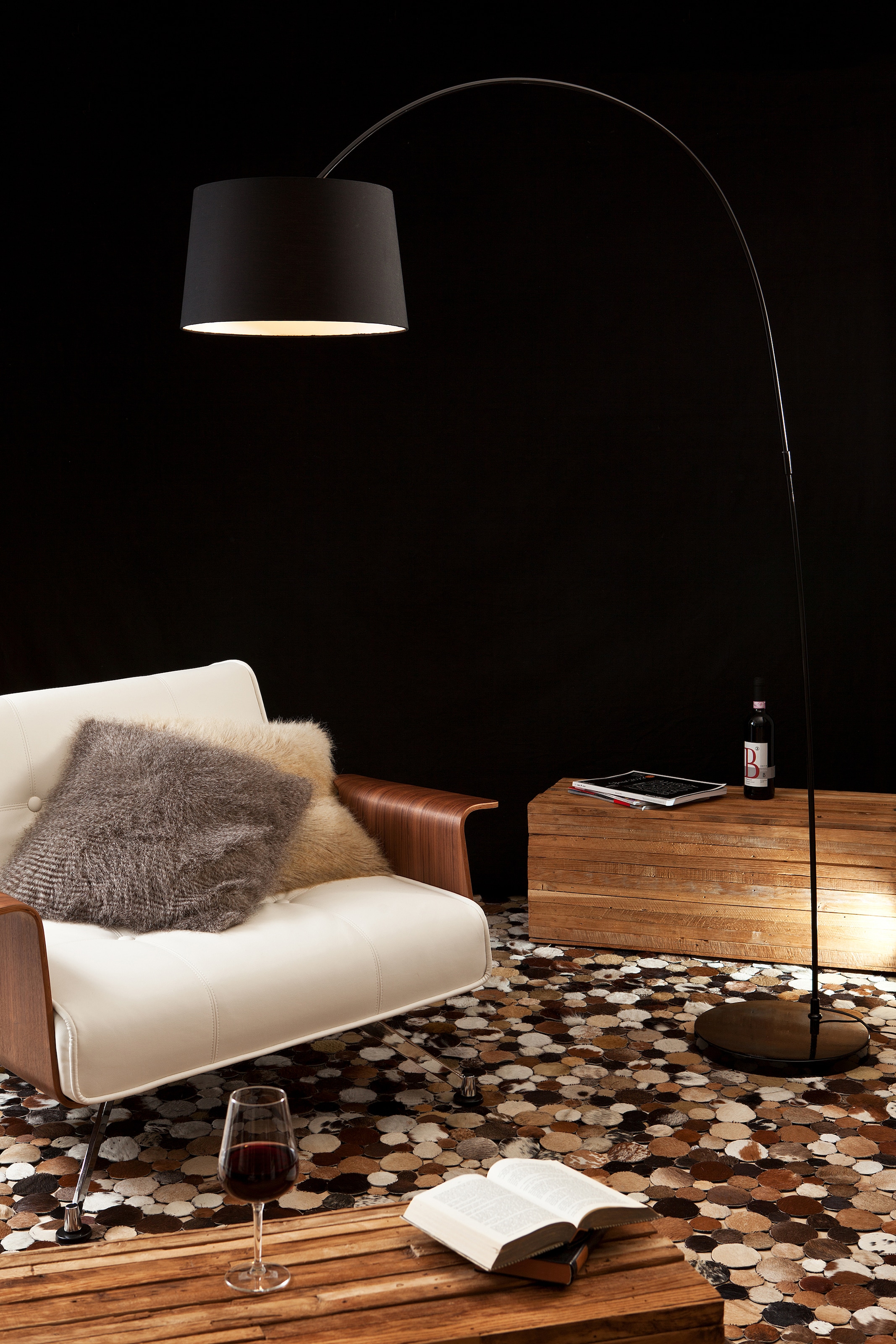 SalesFever Bogenlampe »Kaspars«, 1 flammig, Leuchtmittel E27 | ohne Leuchtmittel, mit Dimmschalter, echter Marmorfuß