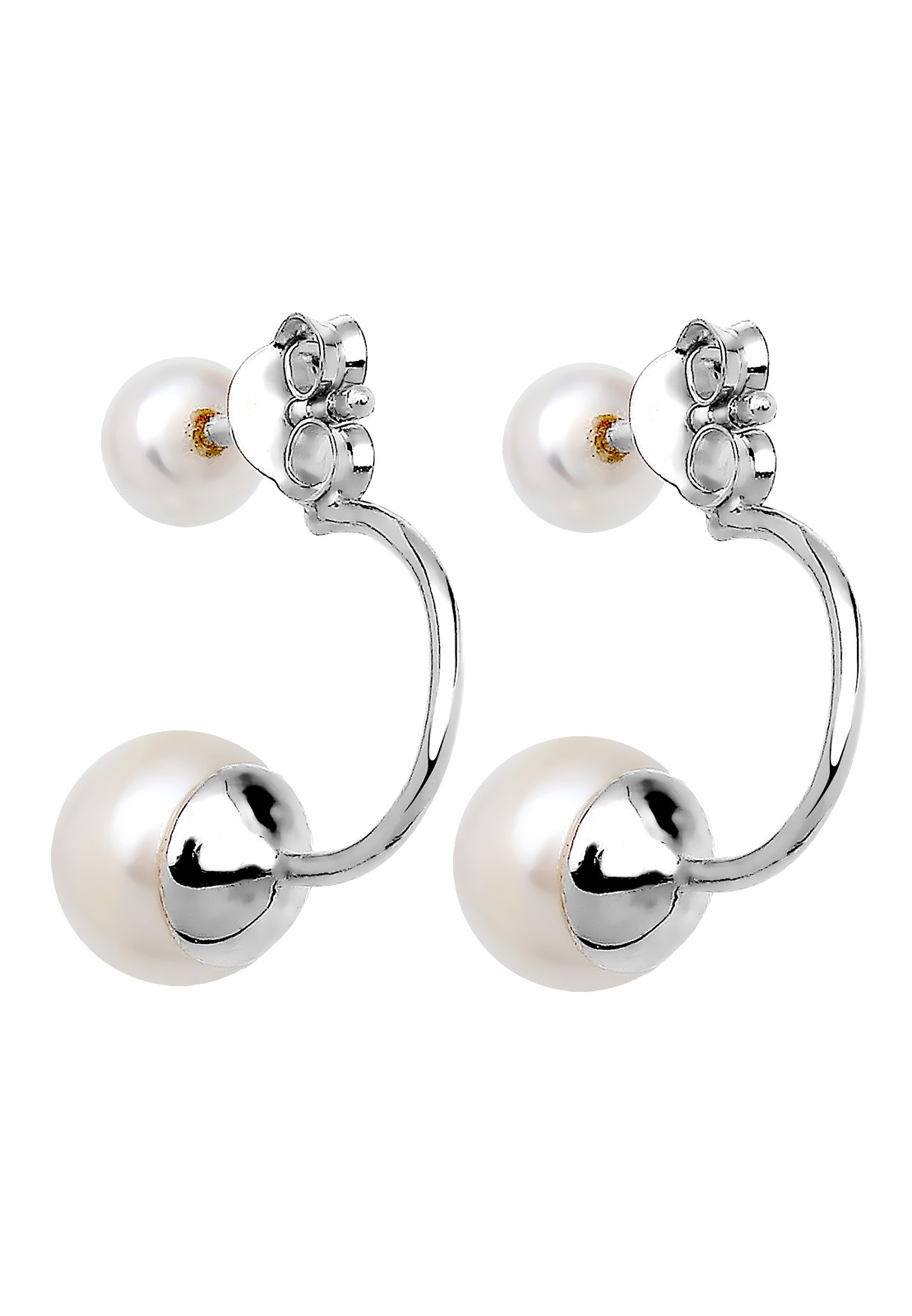 Elli Paar Ohrstecker »Ohrringe Front-Back Süßwasserzuchtperle 925 Silber«