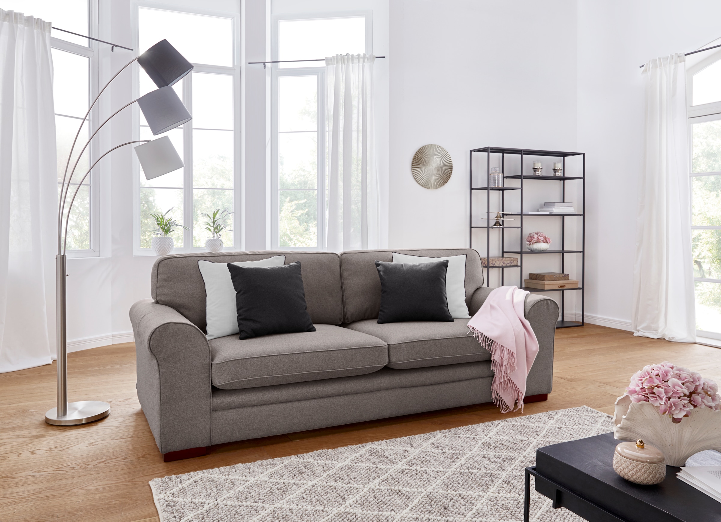 Home affaire 3-Sitzer »Broughton« weicher Sitzkomfort, incl. 2 Zierkissen, Keder