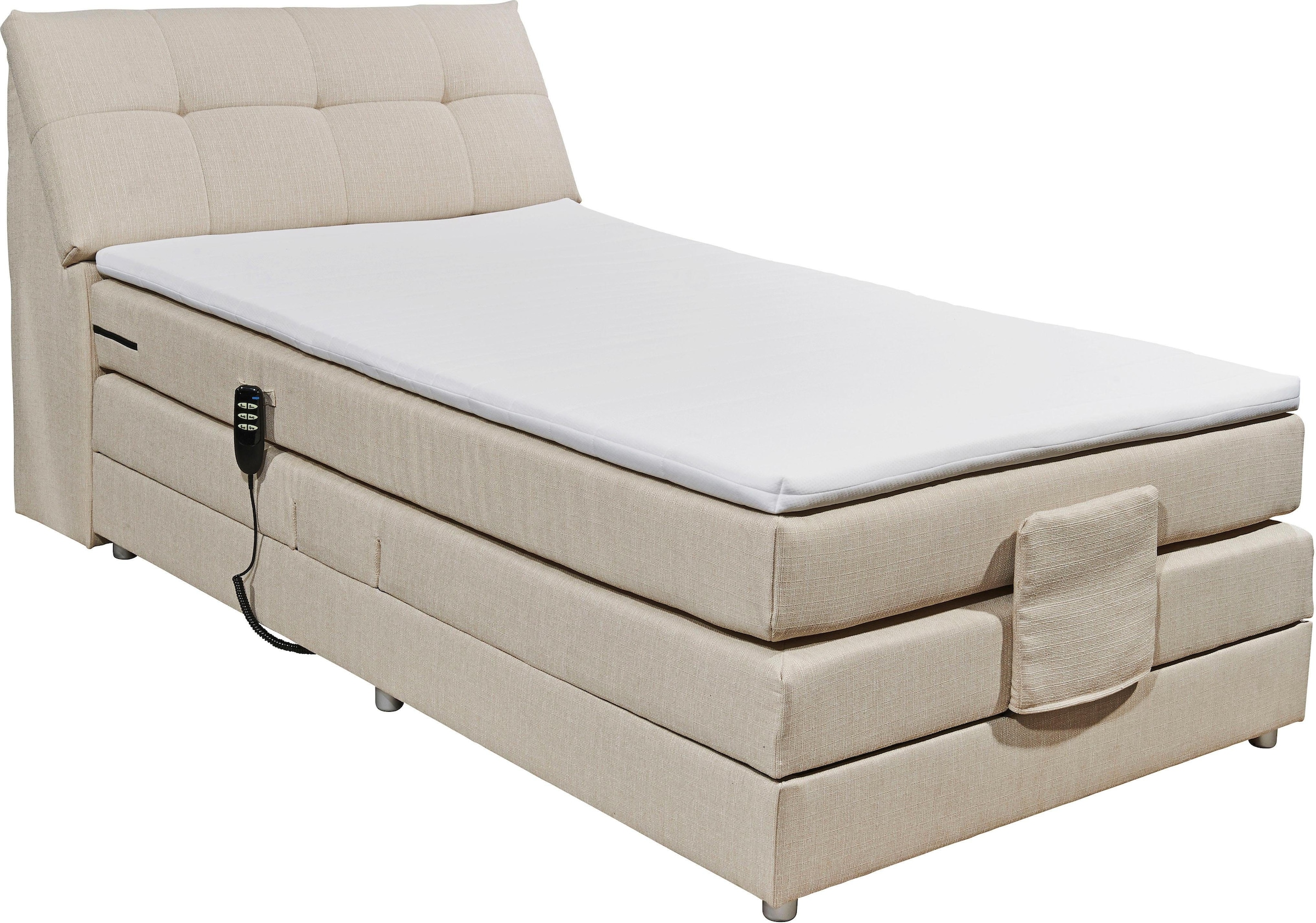 ED EXCITING DESIGN Boxspringbett »Concord«, inkl. Motor, Stauraum im Kopfteil und Topper