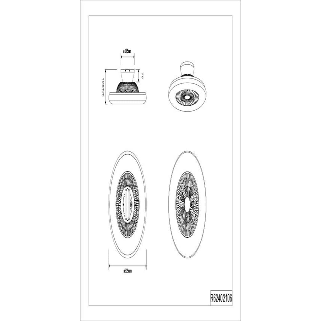 TRIO Leuchten LED Deckenleuchte »Visby«, mit Ventilator, Fernbedienung, integrierter Dimmer und Nachtlicht. Leuchte und Ventilator getrennt schaltbar