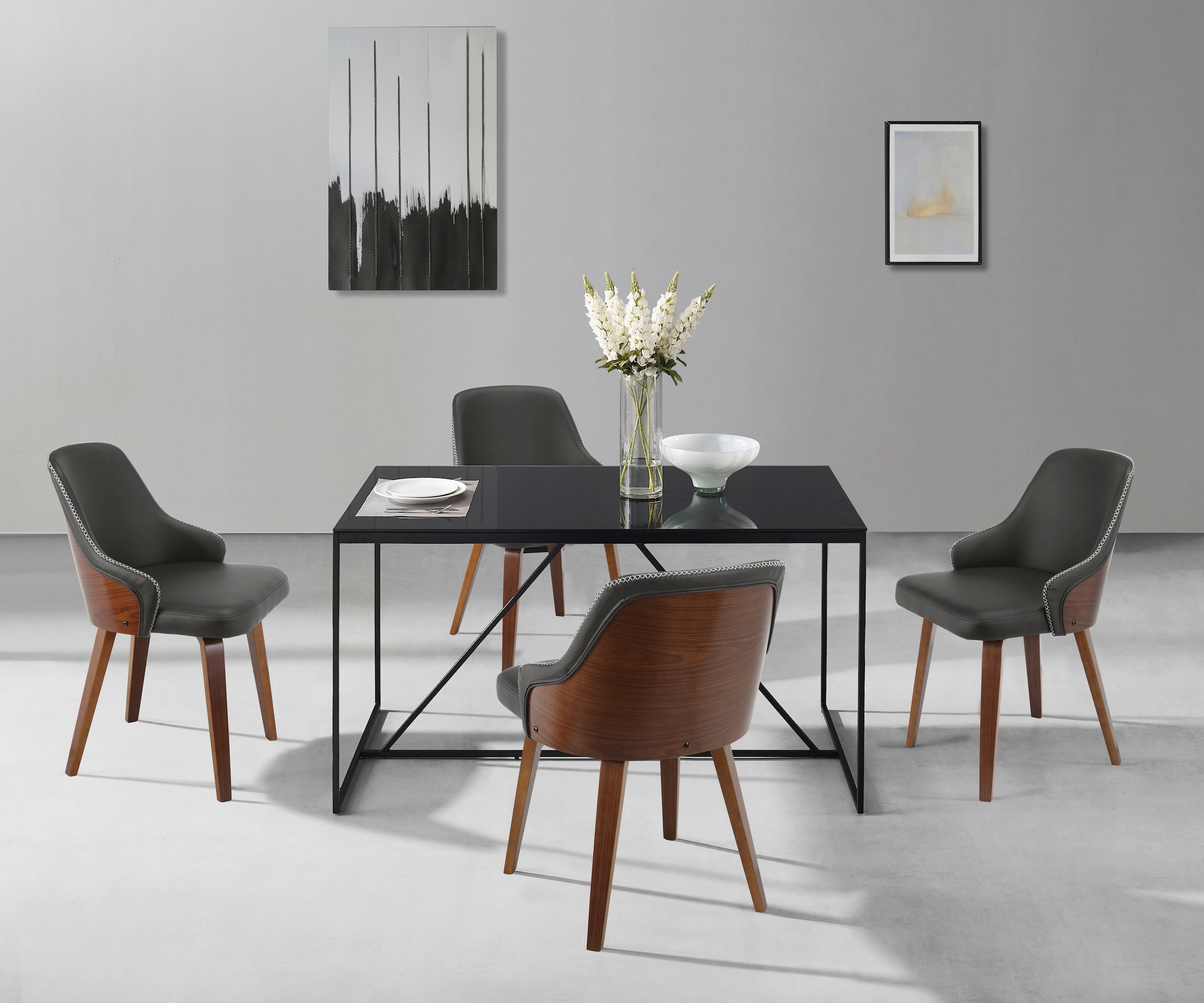 INOSIGN Esszimmerstuhl »Bojan«, 2 St., Kunstleder, pflegeleichtes Kunstleder, Sitz- und Rücken gepolstert, Sitzhöhe 47 cm