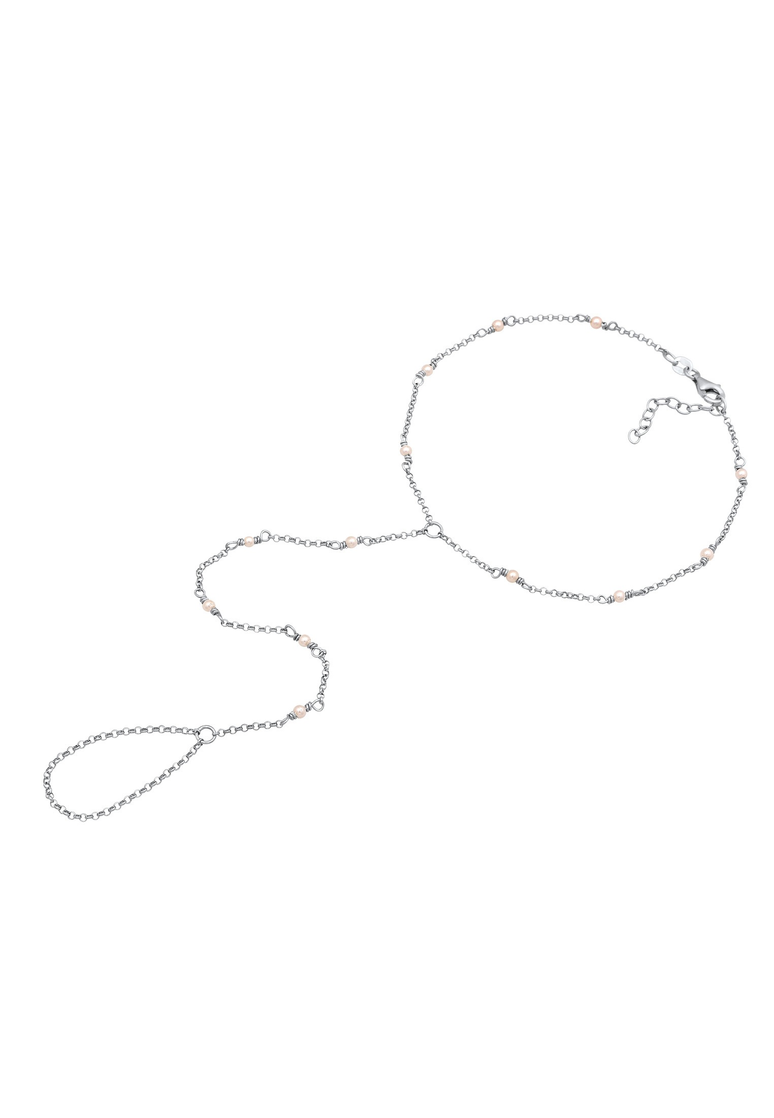 Elli Fußkette »Fußschmuck Muschelkernperle Fuß Chain 925 Sterling Silber«