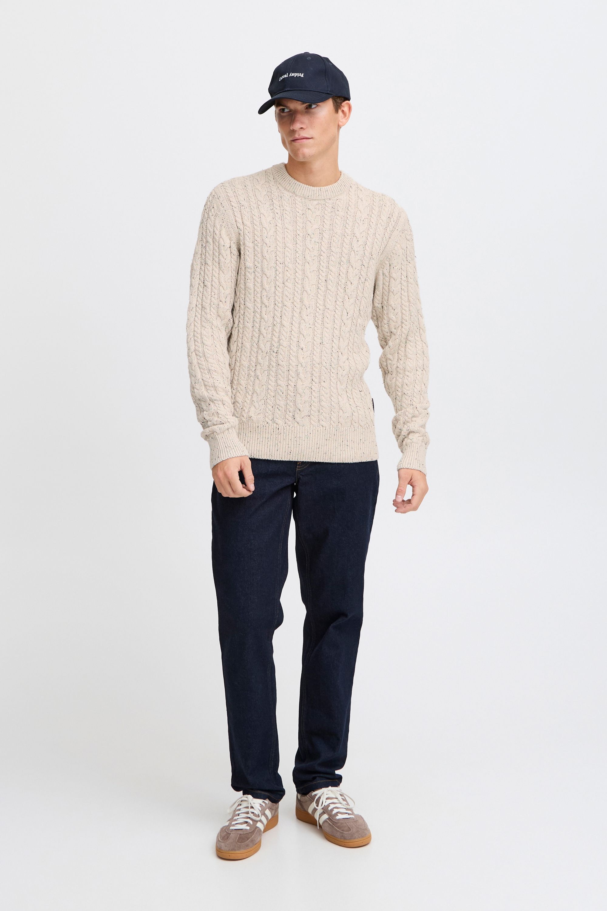 Casual Friday Strickfleece-Pullover »Strickpullover CFKARL cable crew neck knit with neps«