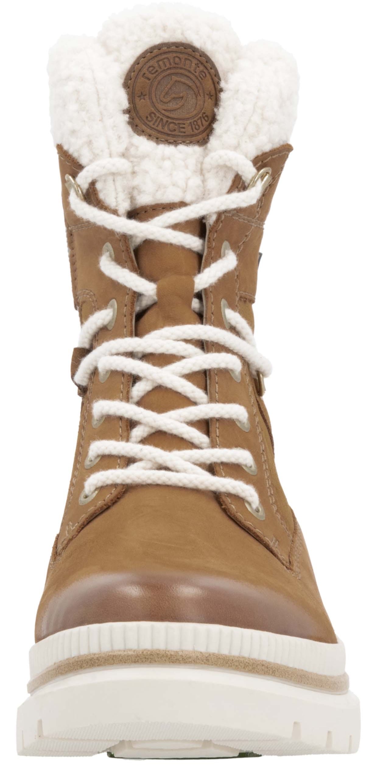 Remonte Winterboots, Blockabsatz, Schnürstiefelette, Outdoorschuh mit Teddyfutter-Besatz