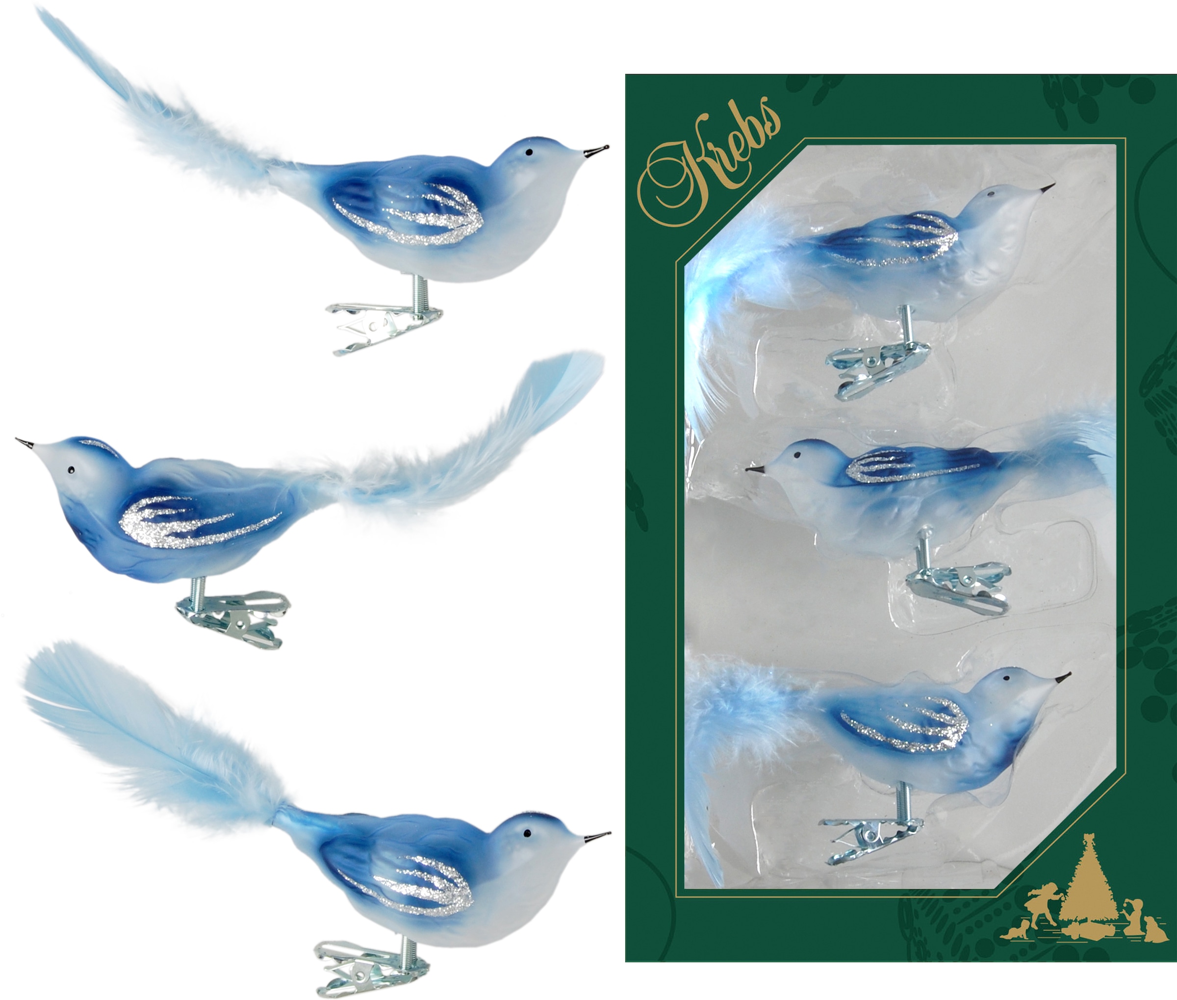 Krebs Glas Lauscha Weihnachtsbaumklammer »CBK80872, Weihnachtsdeko, Christbaumschmuck«, (Set, 3 tlg.),...