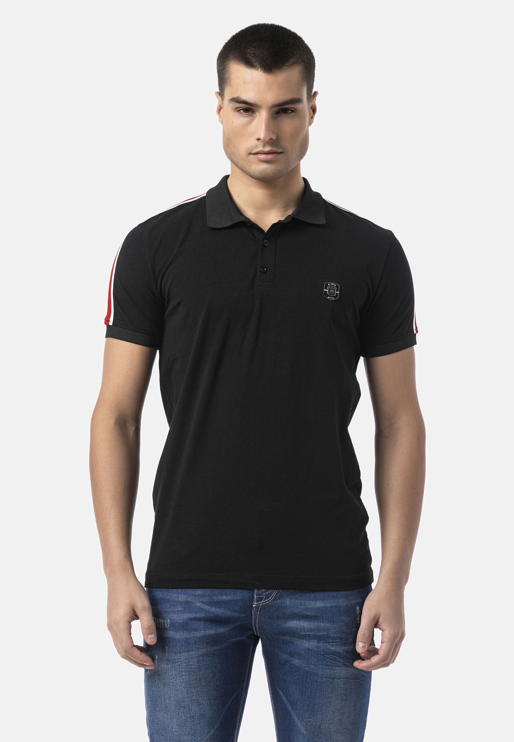 Cipo & Baxx T-Shirt »CT801« eleganten Hemdkragen