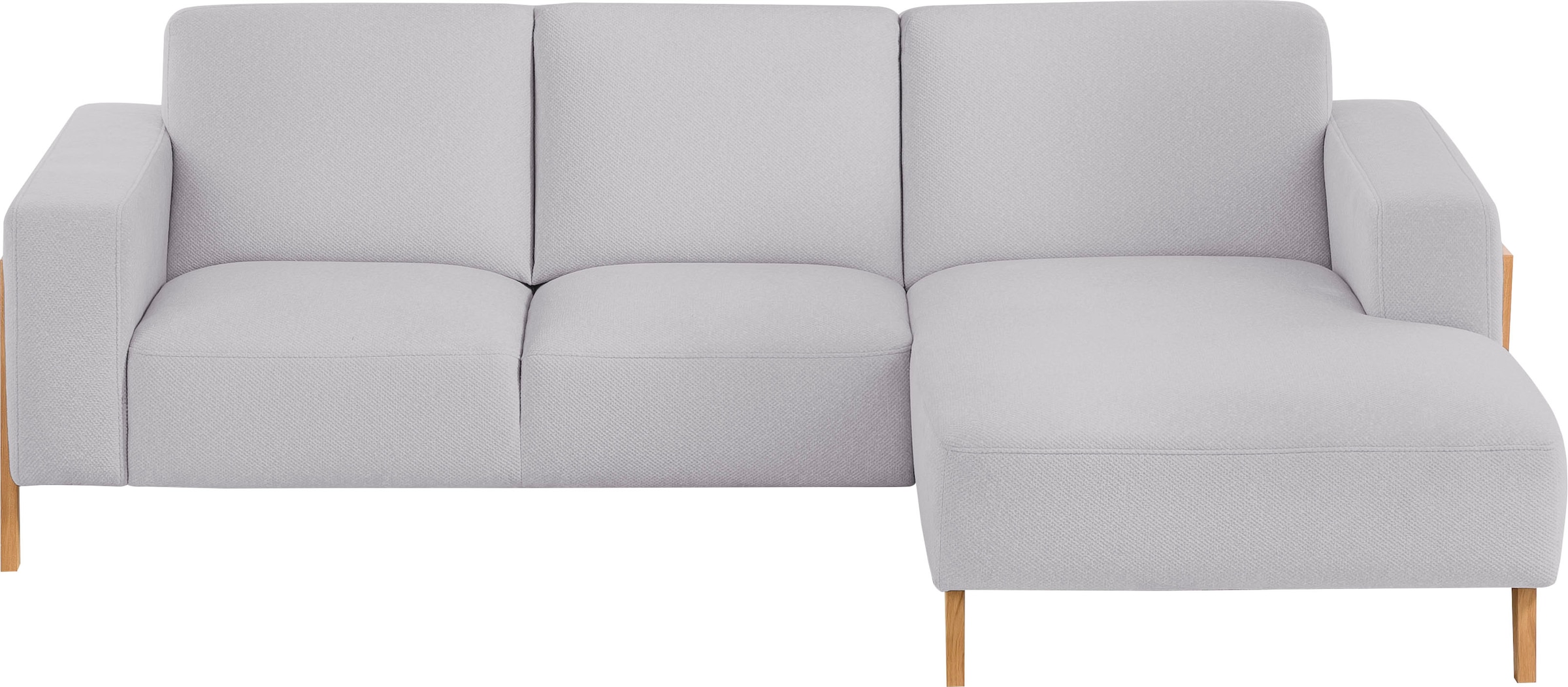 exxpo - sofa fashion Ecksofa »Starr Scandic Design, tolle Verarbeitung, bequem, Sichtholz am Armteil«, L-Form, wahlw. elektrische Sitztiefenverstellung, Massivholzfüße