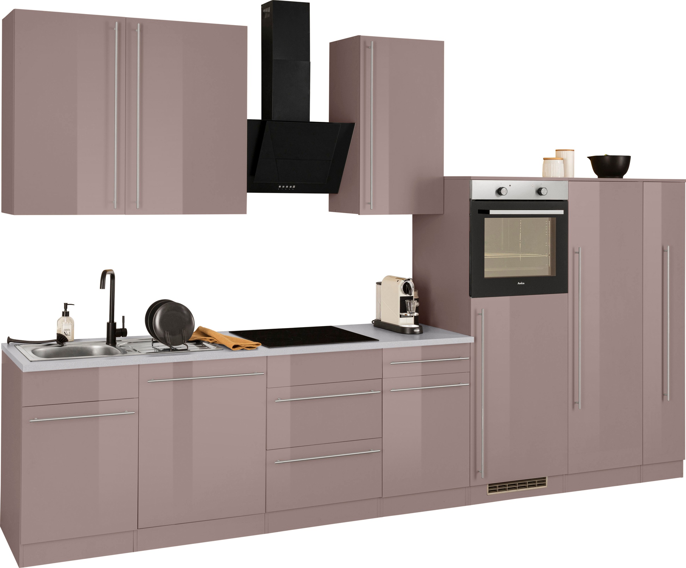 wiho Küchen Küchenzeile »Chicago«, mit E-Geräten, Breite 360 cm auf  Rechnung bestellen