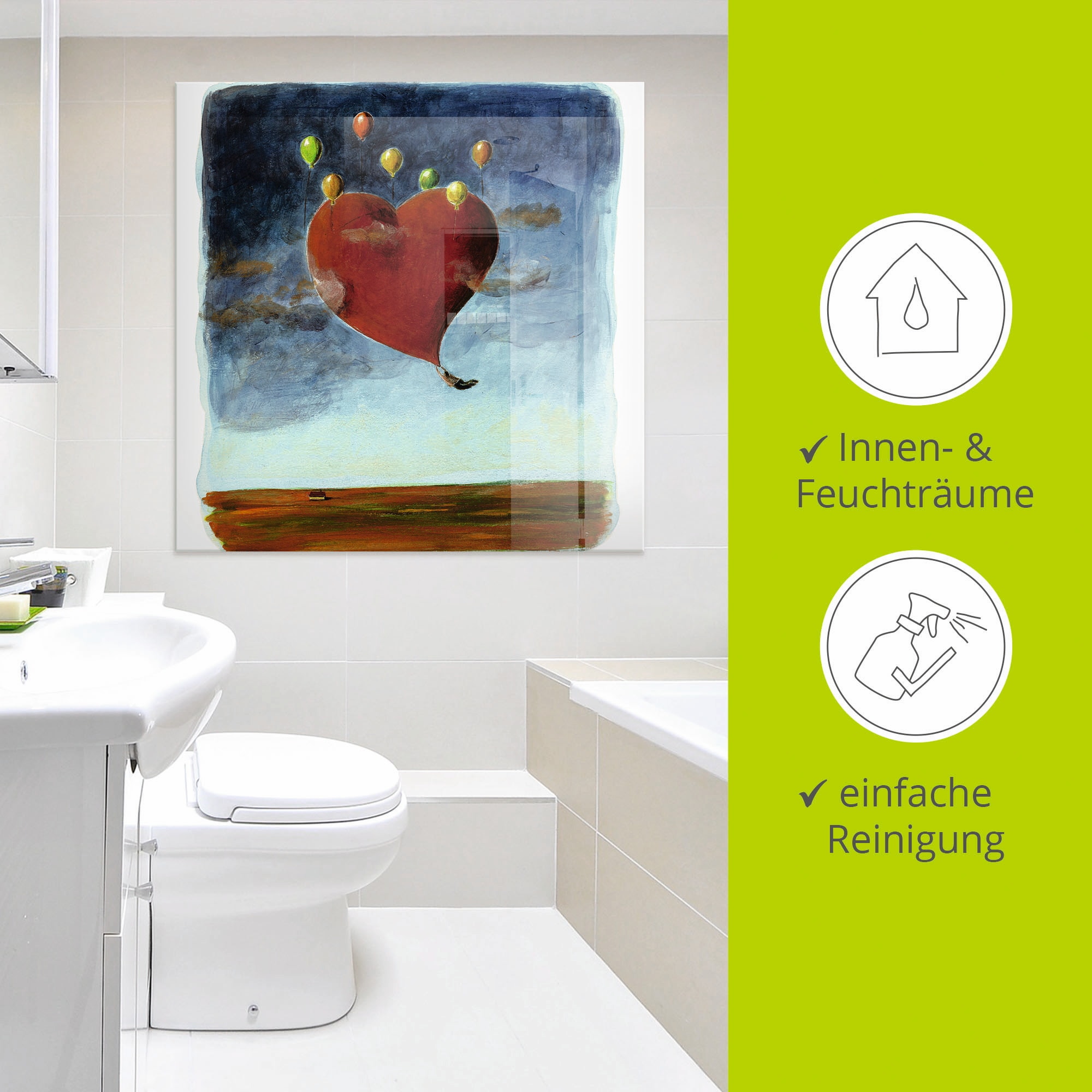 Artland Glasbild »Fliegendes Herz« Herzen 1 Stk. tlg. in verschiedenen Größen