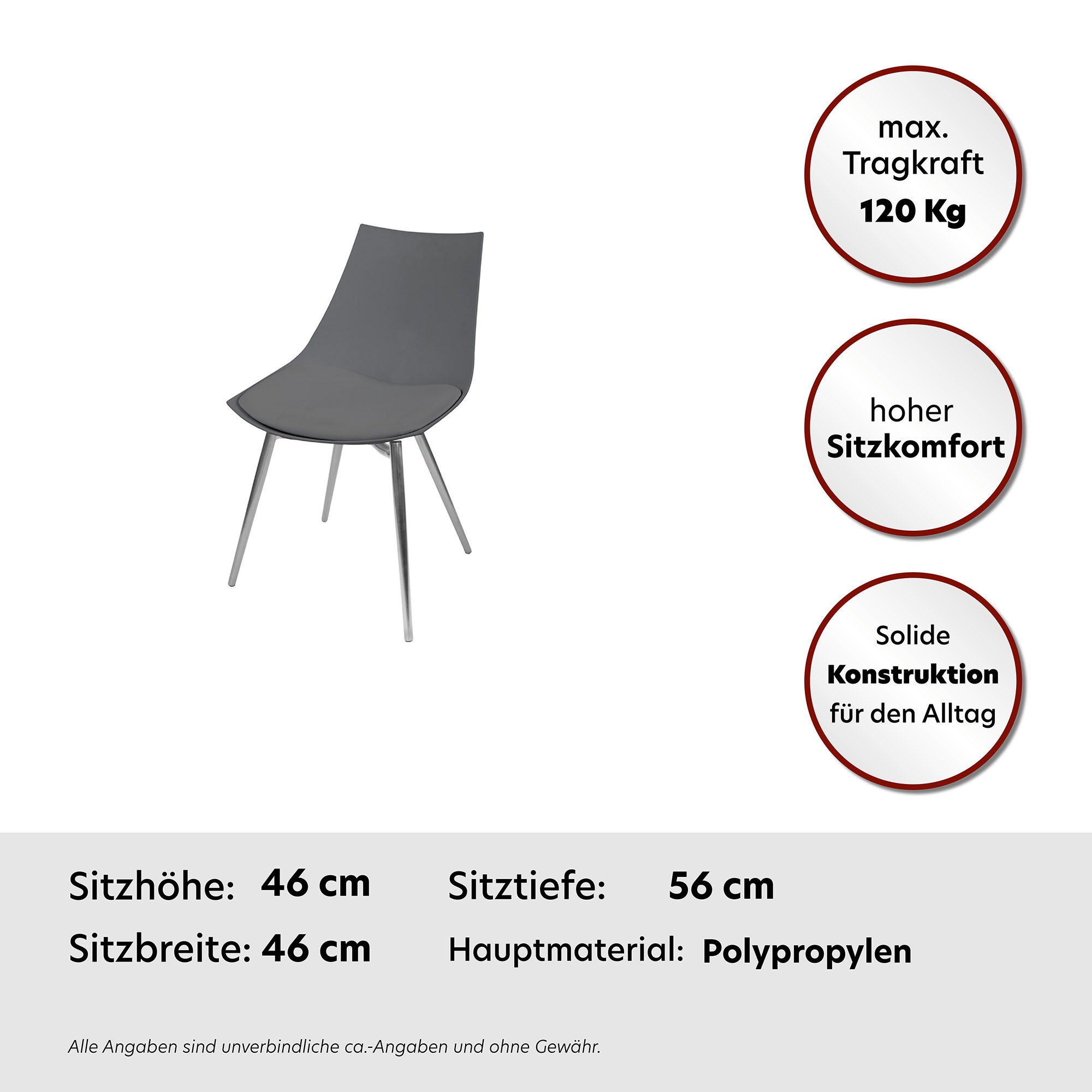 Kayoom Stuhl »Dakota 110 4er-Set, Kunstleder-Bezug, Sitzfläche aus Schaumstoff«, (Set), 4 St., ergonomisch, komfortabel, pflegeleicht, Kunstleder-Bezug