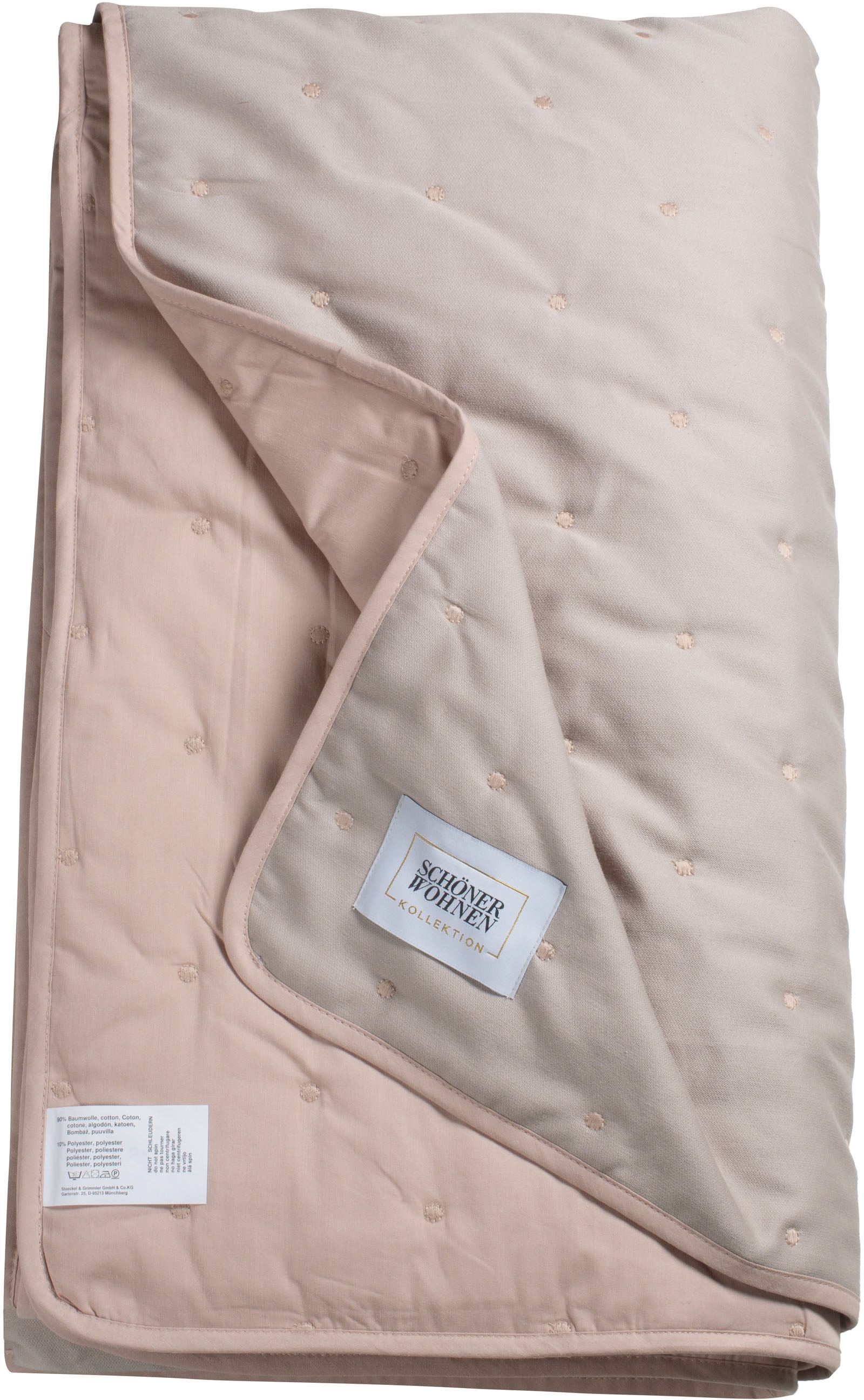 SCHÖNER WOHNEN-Kollektion Bettüberwurf »Soft«, mit Pünktchensteppung und eingenähtem Fließfutter