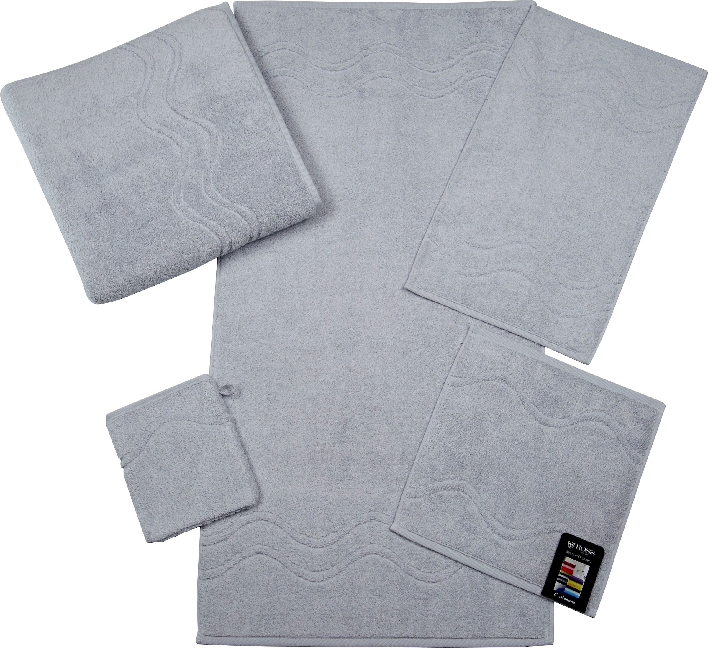 ROSS Handtuch »Cashmere feeling«, (Packung, 2 St.), 100% Baumwolle, mit Wellen-Bordüre, große Farbauswahl