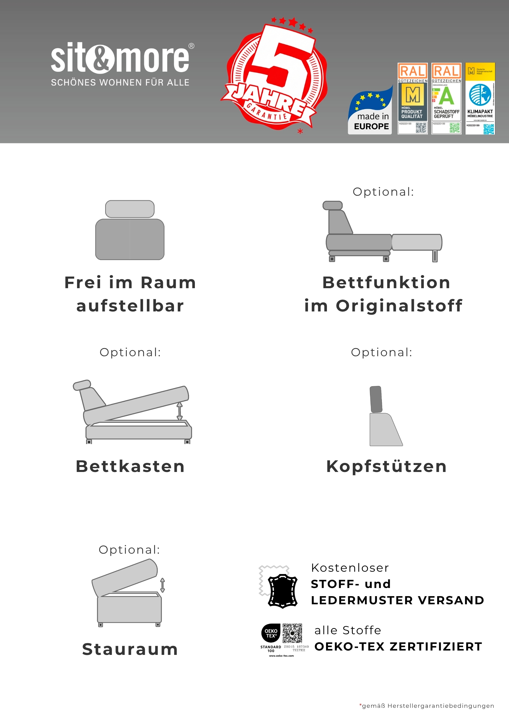 OTTO home Polsterhocker »Costello, B: 133 cm« individuell zu kombinieren, Federkern