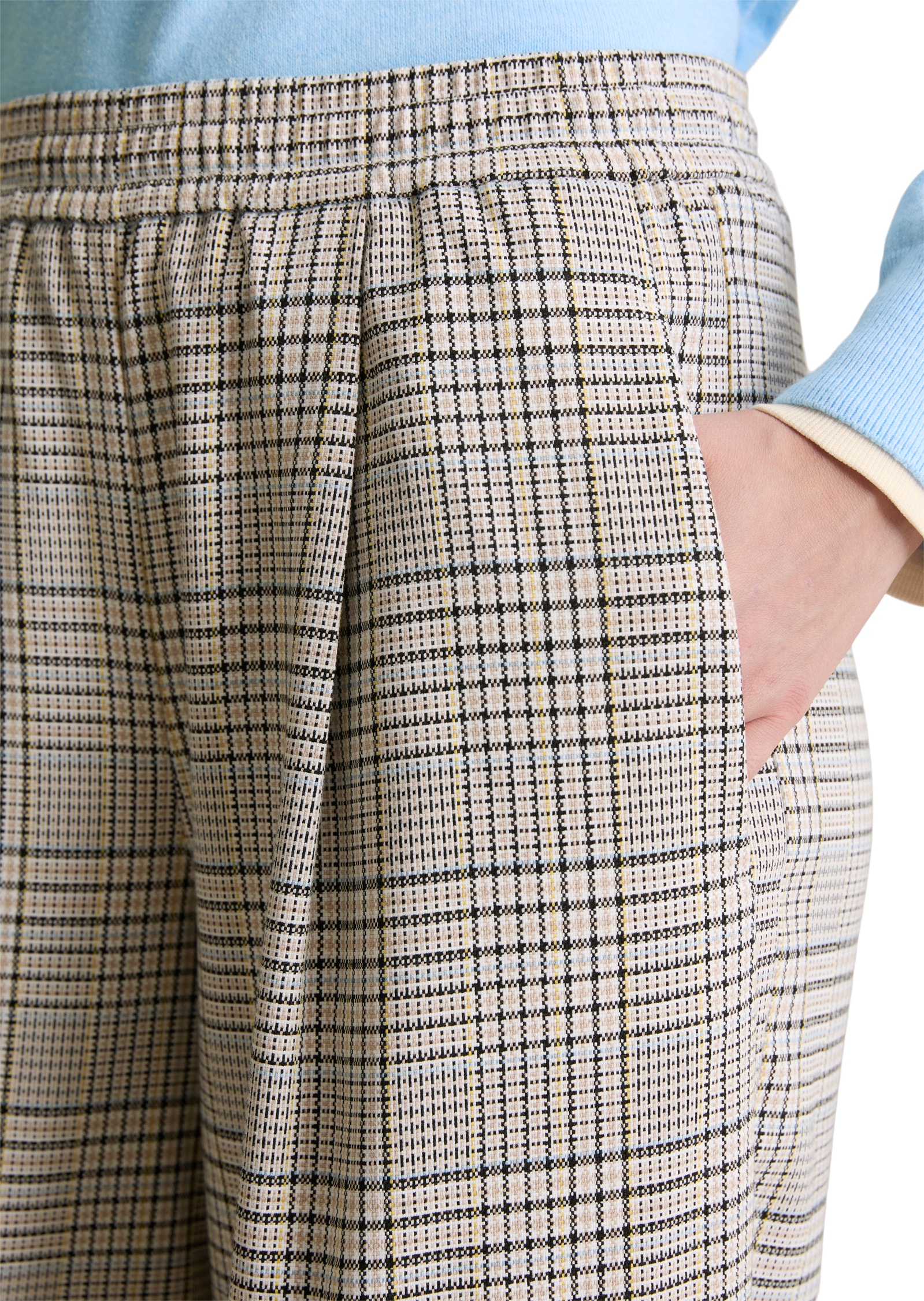 Marc O'Polo DENIM Schlupfhose  karierte Hose wide mit recyceltem Polyester, elastischer Bund