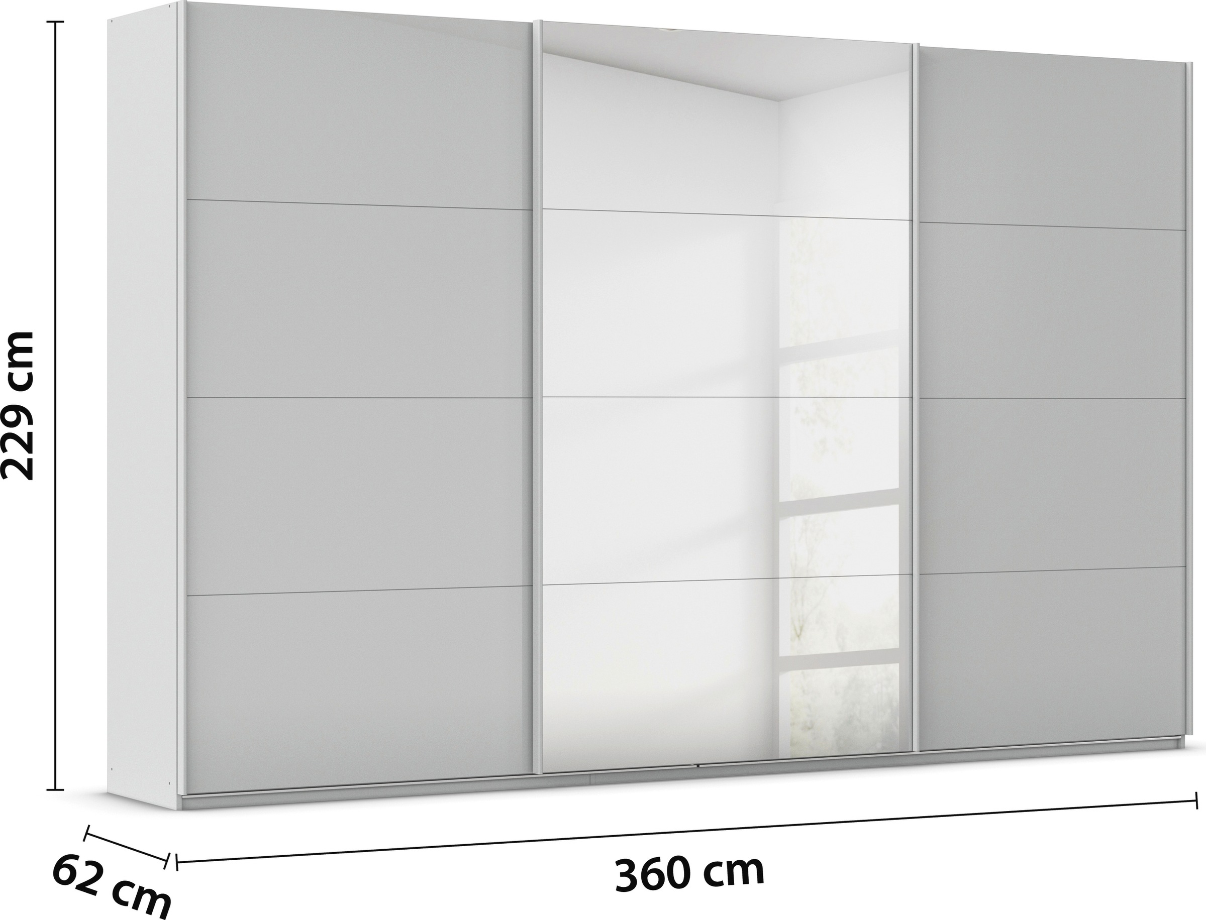 rauch Schwebetürenschrank »Kleiderschrank Kleiderschränke Schrank Garderobe AGORDO mit Glasfront«, durchdachte Innenausstattung, in 4 Breiten und 2 Höhen MADE IN GERMANY