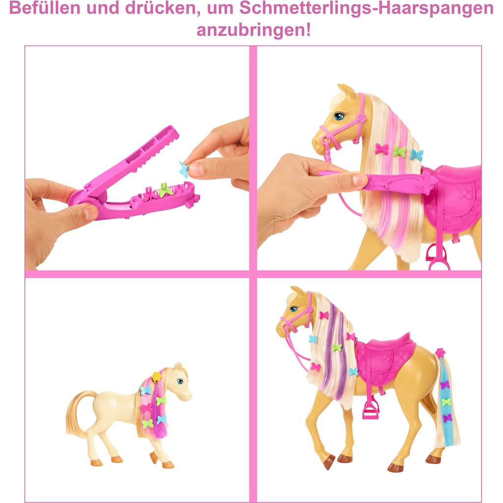 Barbie Anziehpuppe »Reiterin«, (Set), inkl. Pferd und Fohlen mit Farbwechsel-Mähne