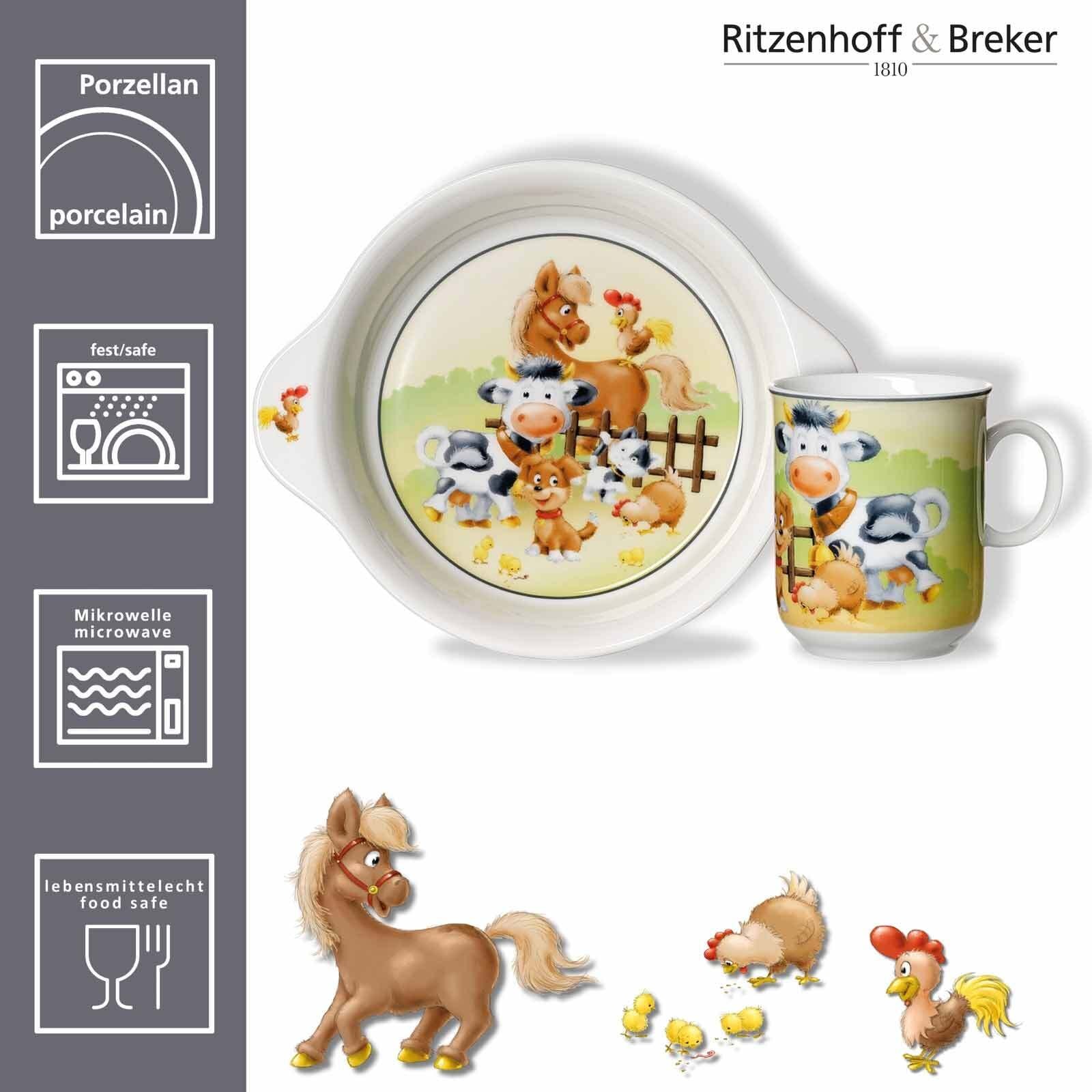 Ritzenhoff & Breker Kindergeschirr-Set »Kindergeschirr Hoftiere bunt« Spülmaschinengeeignet
