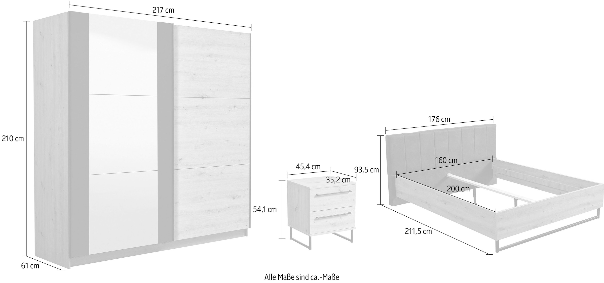 INOSIGN Schlafzimmer-Set »Sardinia«, (Set, 4 tlg.), aus FSC-zertifiziertem Holzwerkstoff, Made in Europe