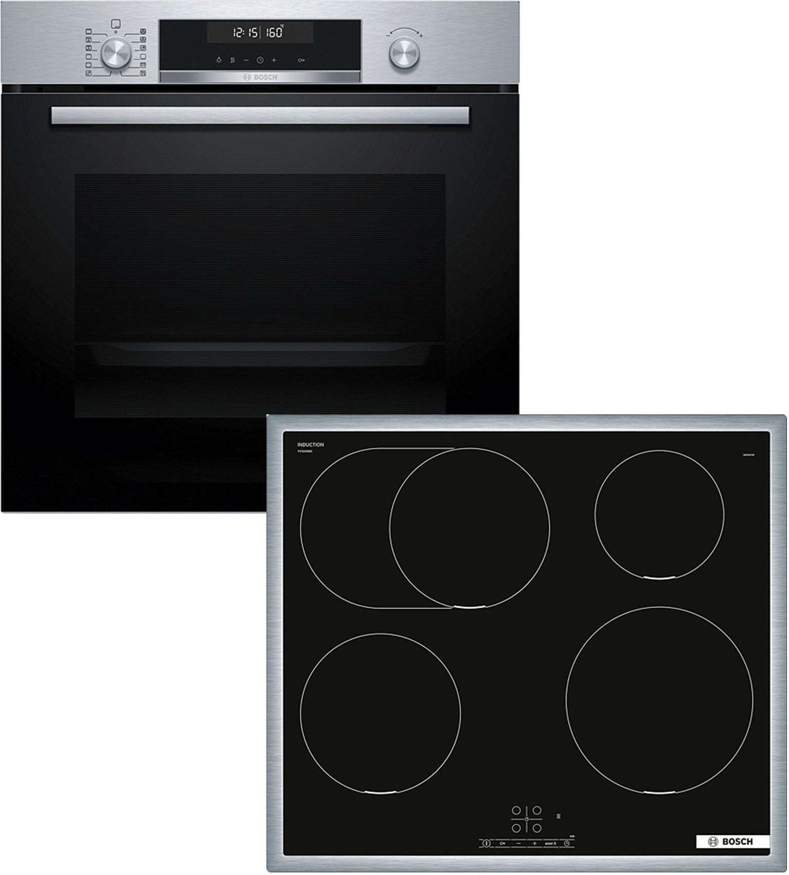 BOSCH Backofen-Set "HBG578BS3" mit Teleskopauszug nachrüstbar Pyrolyse-Selbstreinigung Gesund frittieren mit AirFry & Power Boost für schnelle Hitze