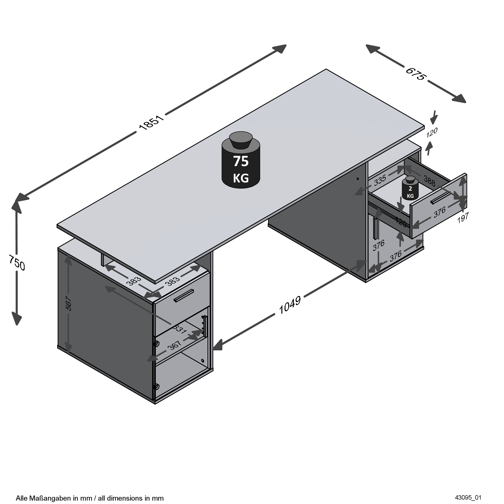 FMD Schreibtisch »Levi 101«