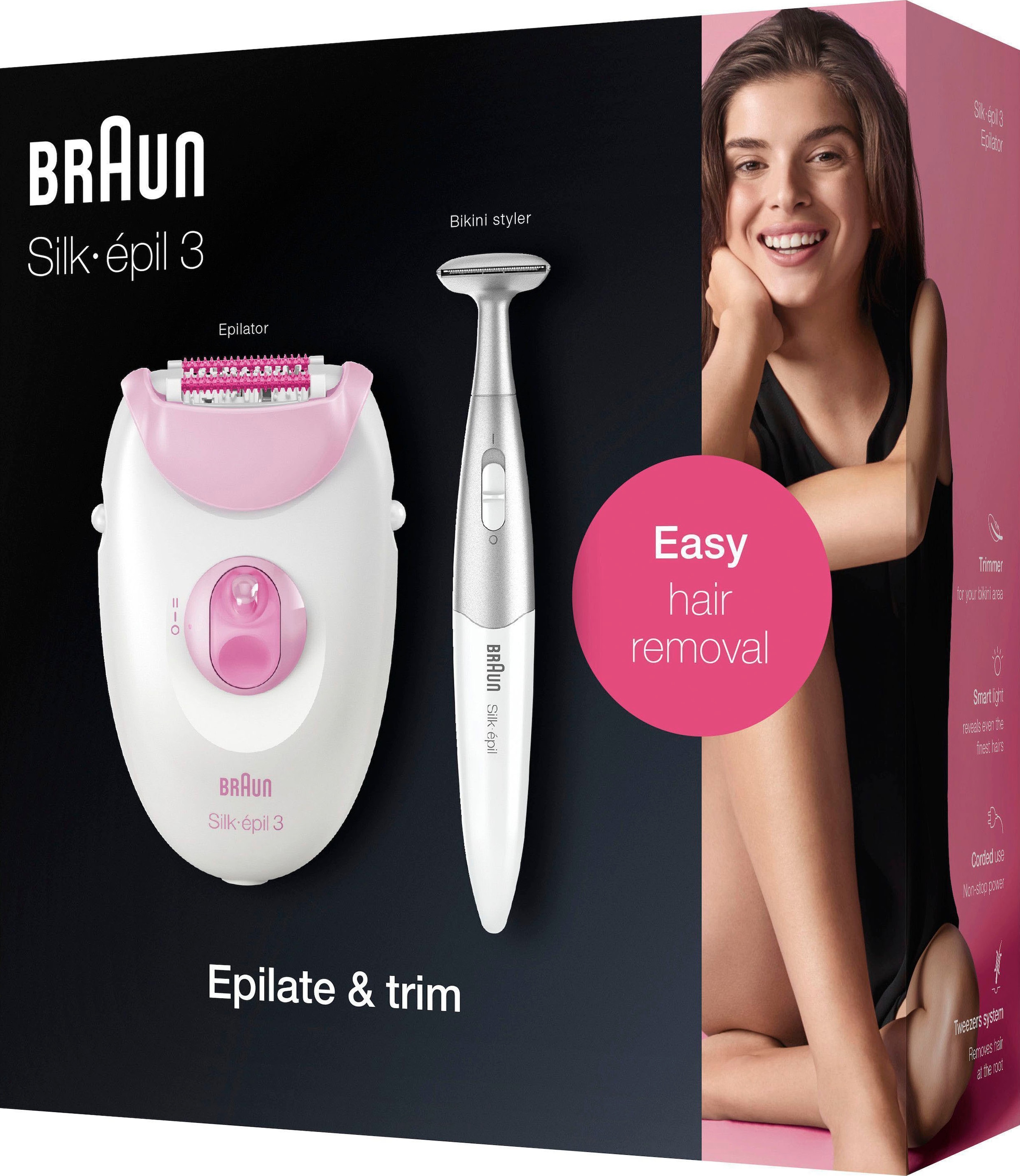 XXL mit Jahren Epilierer Braun 3 »Silk-épil Massagerollen Smartlight-Technologie, 3 3-321«, Garantie den mit