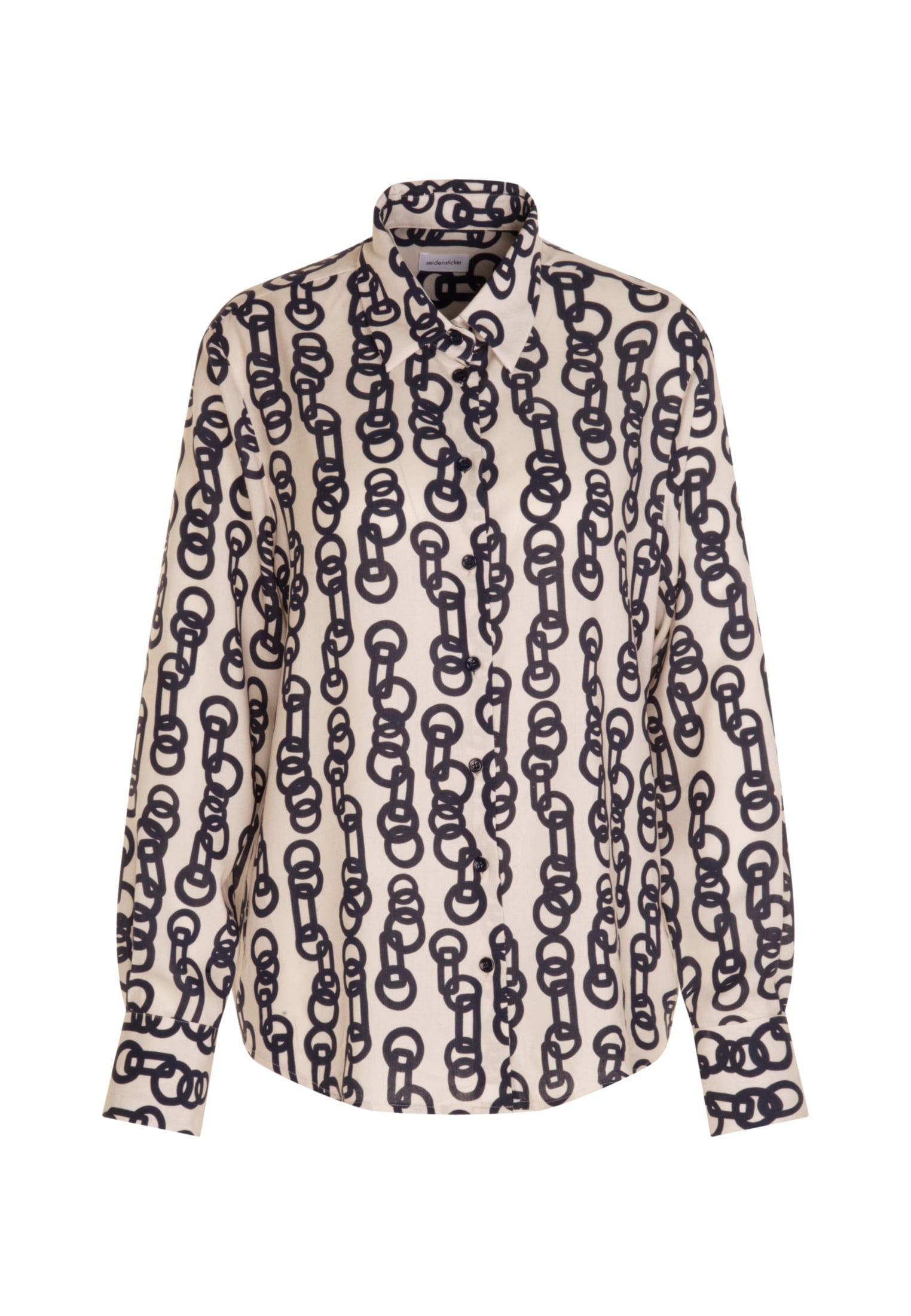 seidensticker Hemdbluse »Schwarze Rose«, Langarm Kragen Kettenprint
