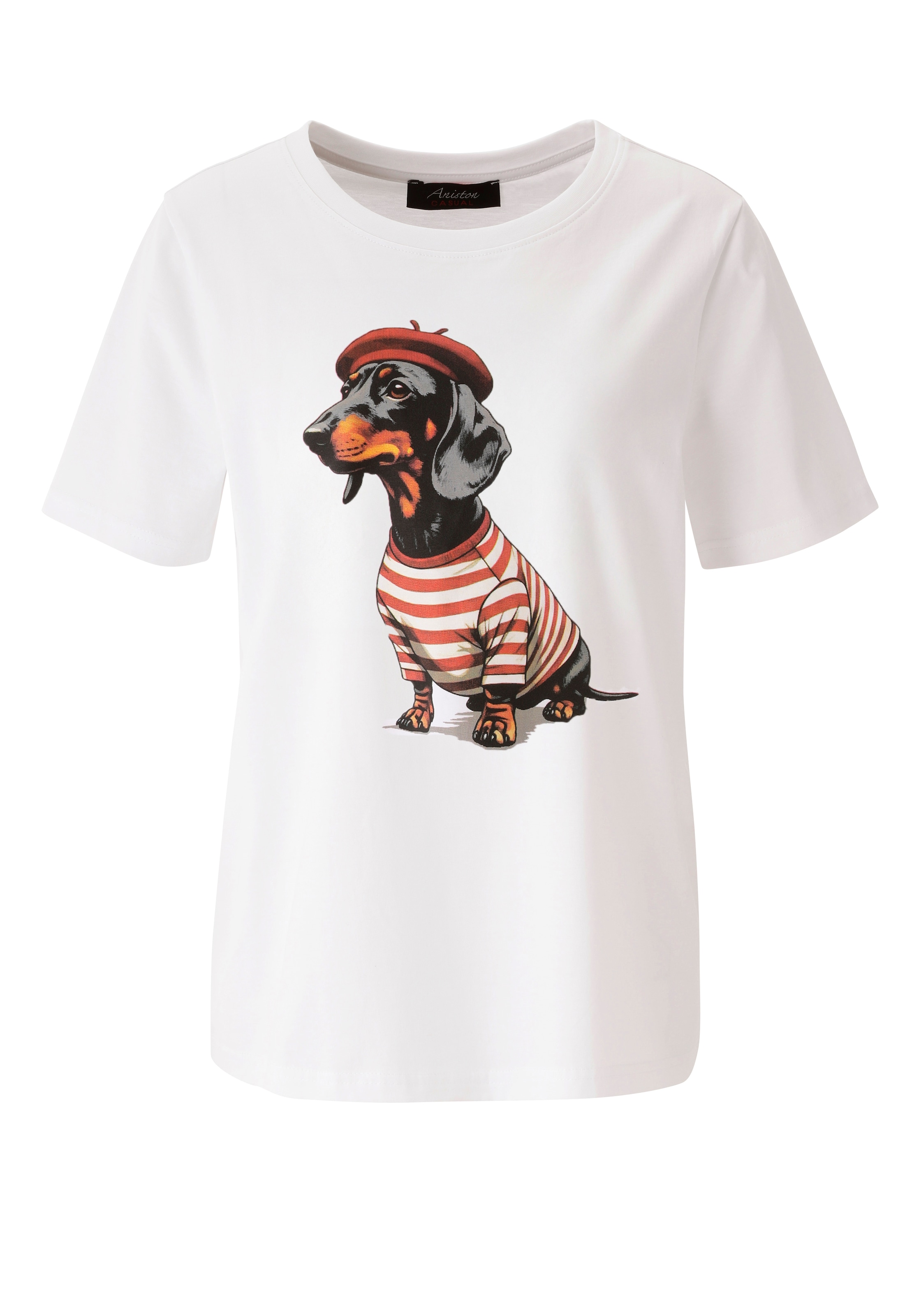 Aniston CASUAL T-Shirt mit Dackel oder Mops bedruckt - du hast die Wahl - NEUE KOLLEKTION