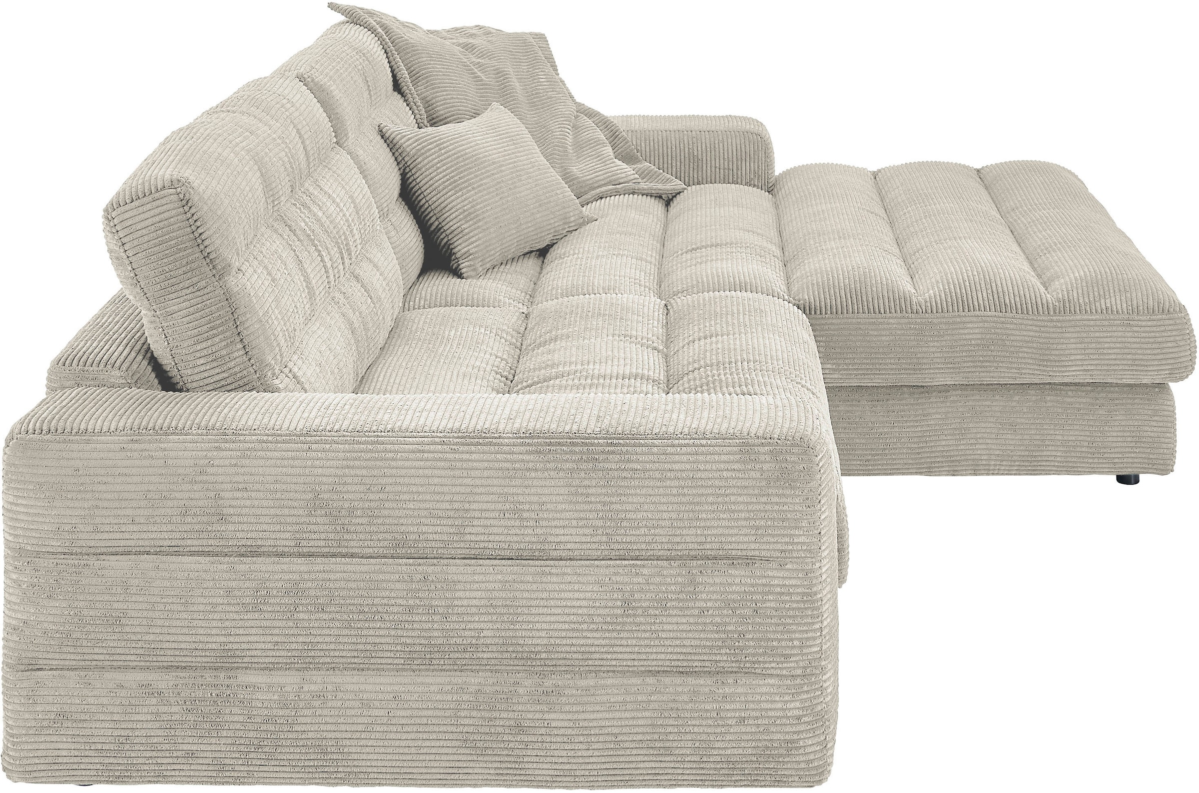 3C Candy Ecksofa »Stripes Mega-Sofa, bequem und komfortabel, L-Form« Lose Rückenkissen, mit feiner Quersteppung, Cord-Bezug