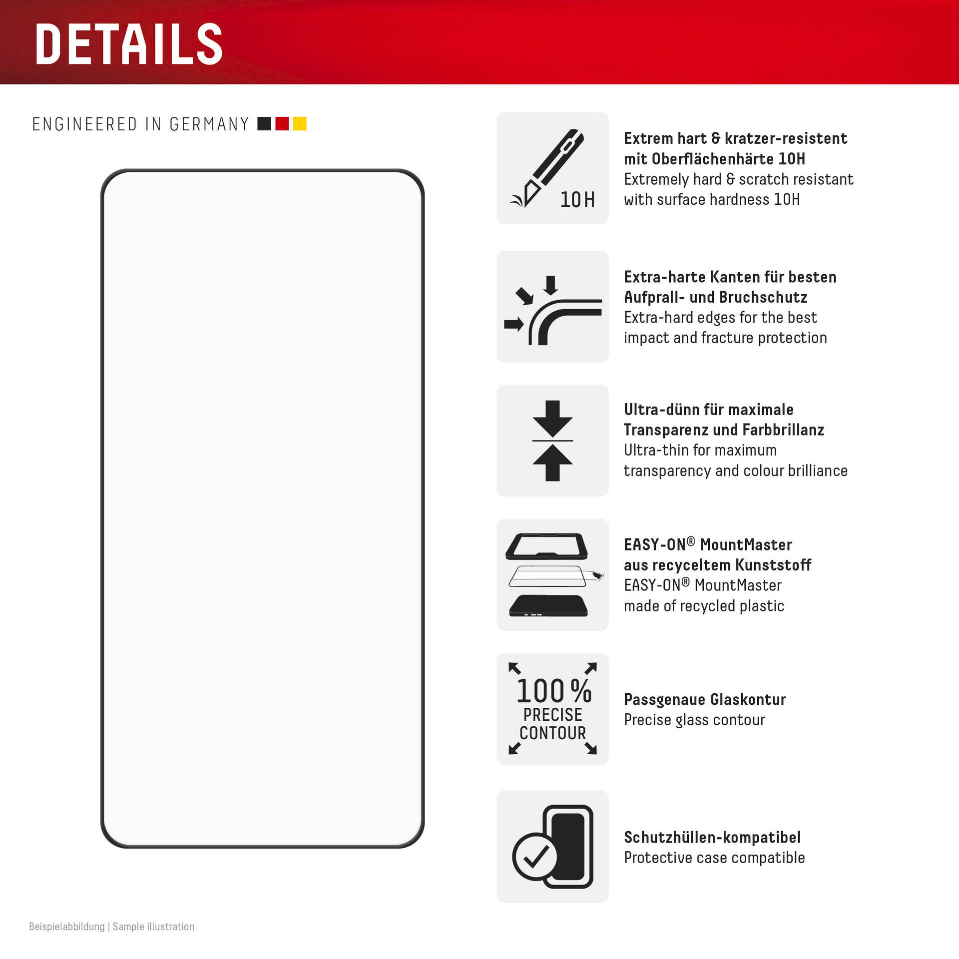 Displex Displayschutzglas »Premium Glass Screen Protector Full Cover mit MountMaster« für Samsung Galaxy S26+ Displayschutzfolie, Schutzfolie, Bildschirmschutz, kratz- & stoßfest