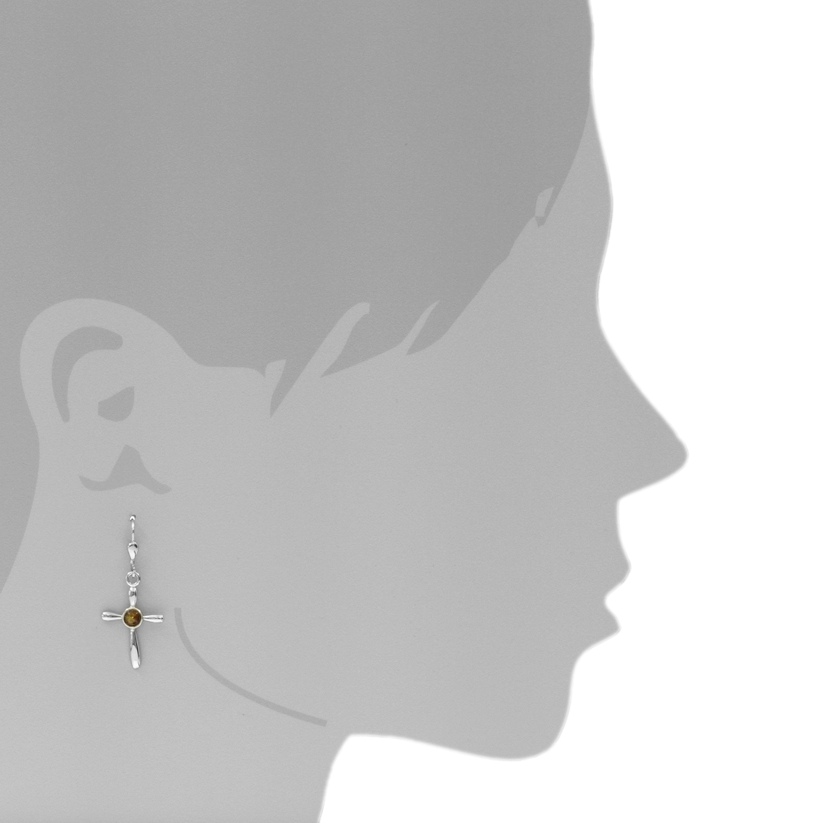 OSTSEE-SCHMUCK Paar Ohrhänger »- Kreuz 24 x 16 - Silber 925/000 - Bernstein«