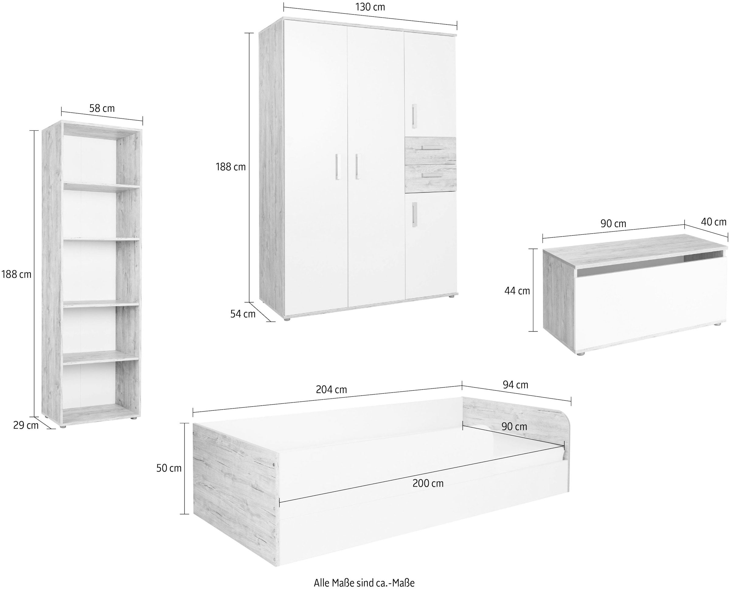 arthur berndt Jugendzimmer-Set »Kinderzimmer »Bente« Set 4-teilig« Set, 4 Stk. tlg. Modernes Kleinkinderzimmer - Set