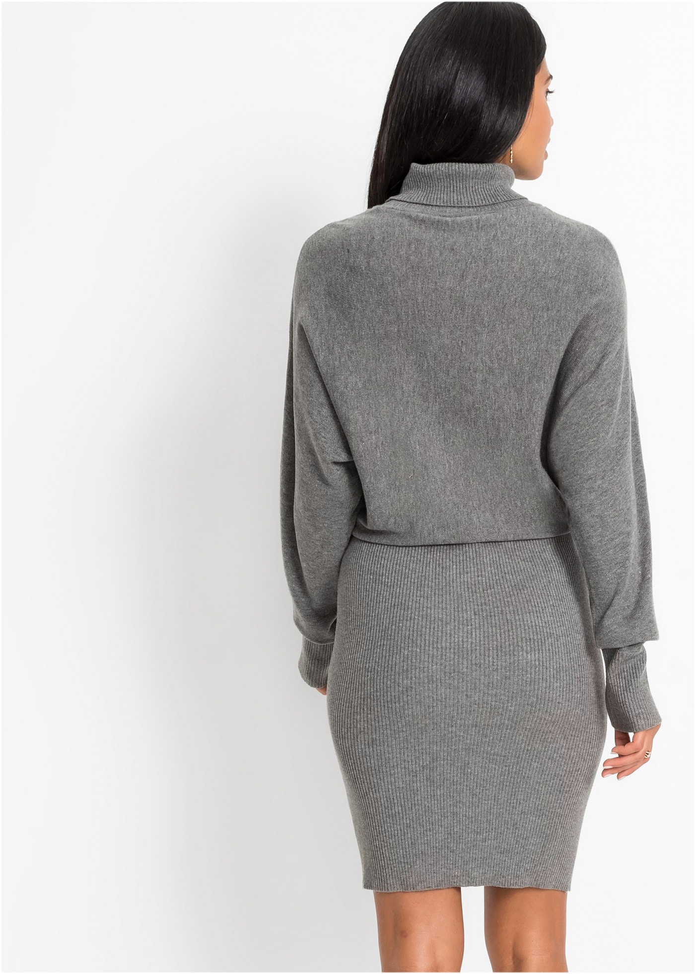 bonprix Strickkleid mit Rollkragen, aus Viskose, Polyamid und Polyester