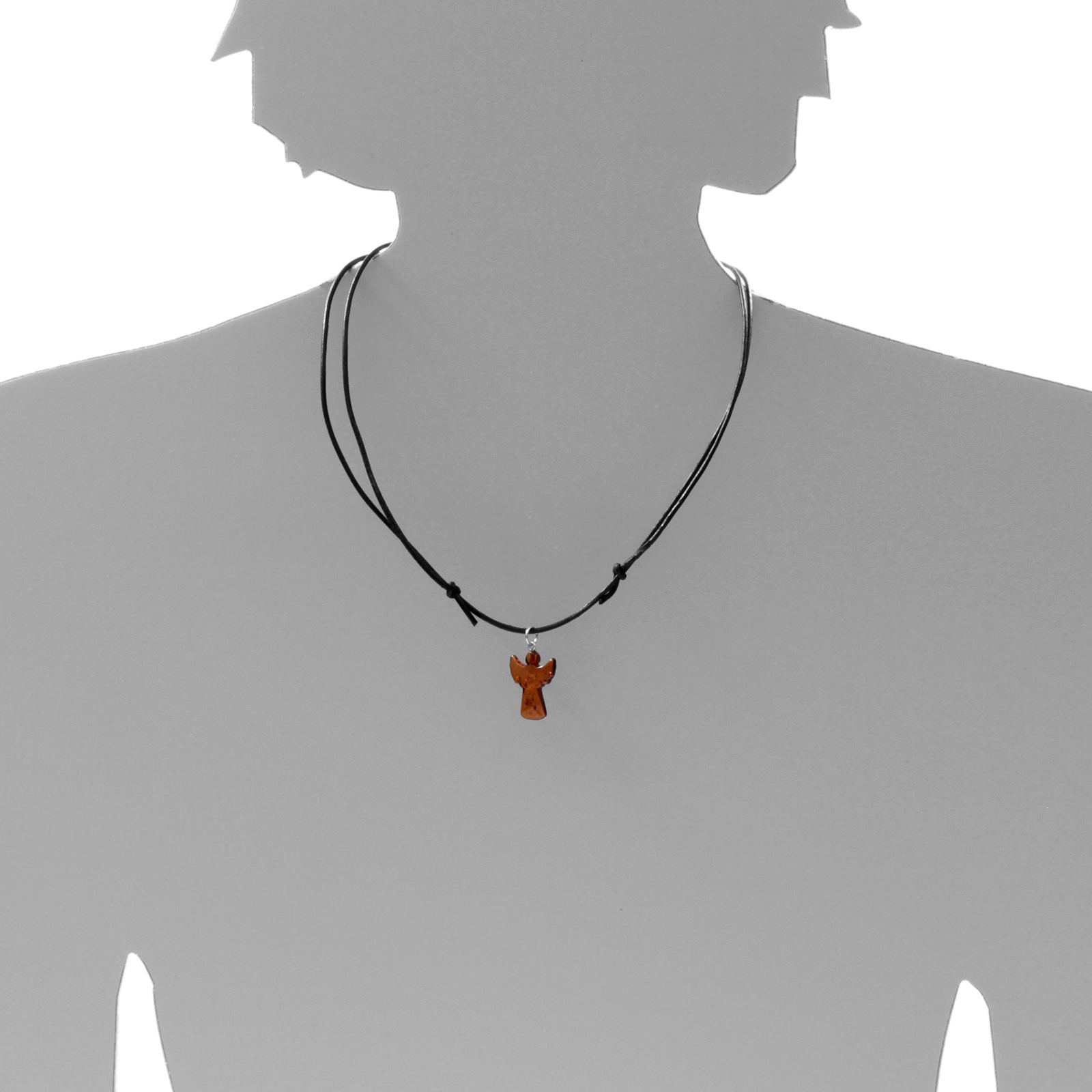 OSTSEE-SCHMUCK Kette mit Anhänger »- Engel - Lederband - Bernstein -,«